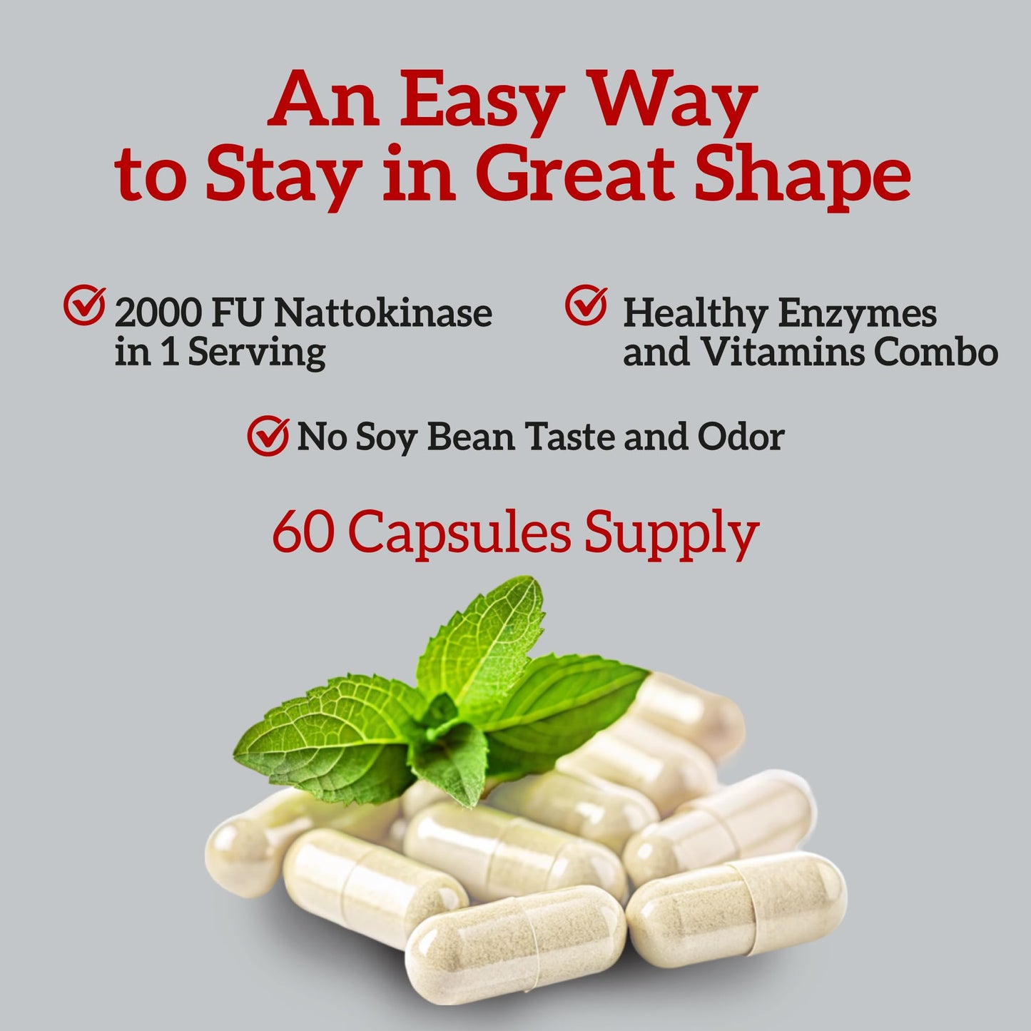 NutraPep Nattokinase 2000 FU Serrapeptase 240000 SPU Supplement Capsule 60 Count