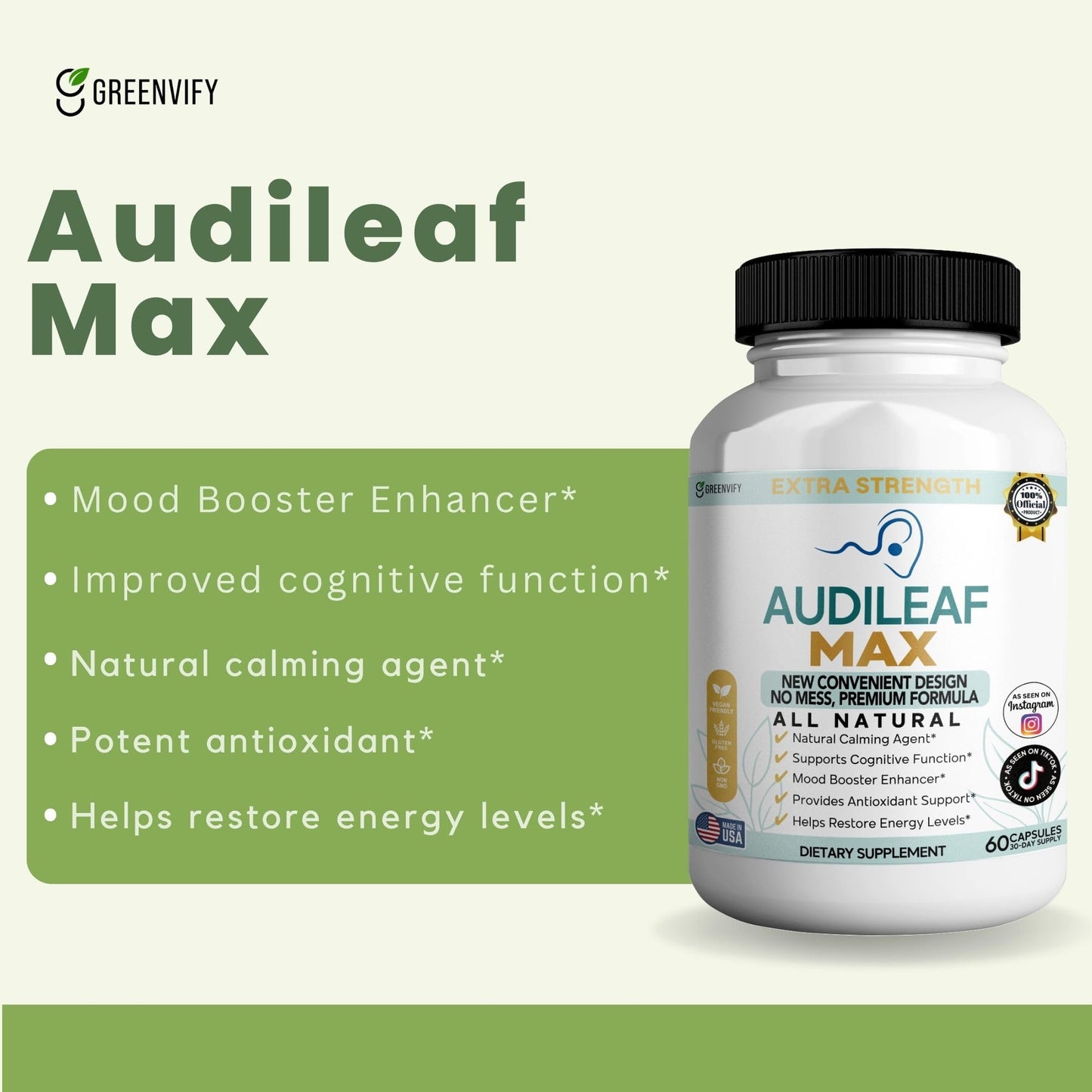 GREENVIFY Audileaf MAX Dietary Supplement 60 Capsules