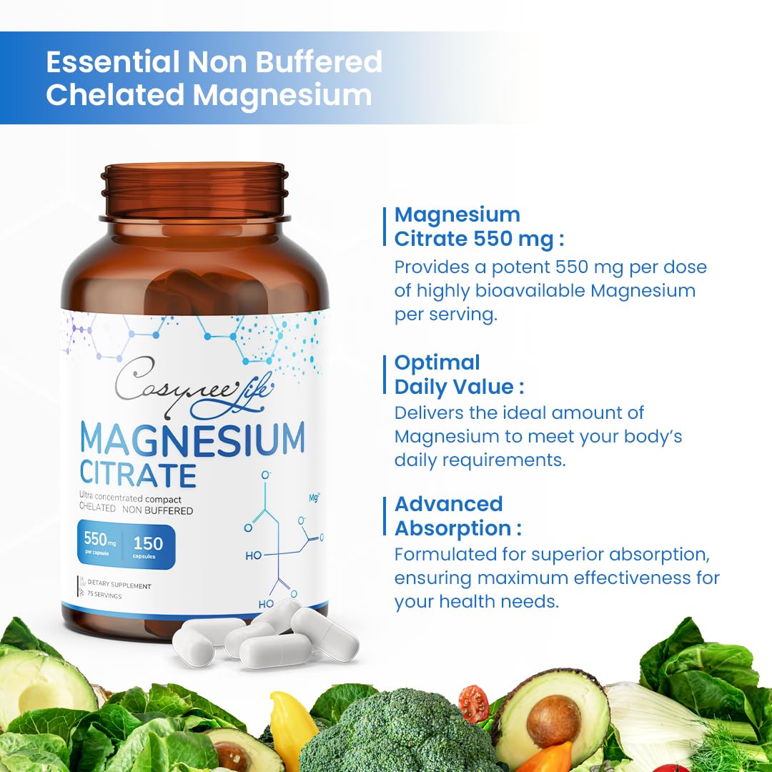 Cosynee Magnesium Citrate 550 mg Capsule 150 Count