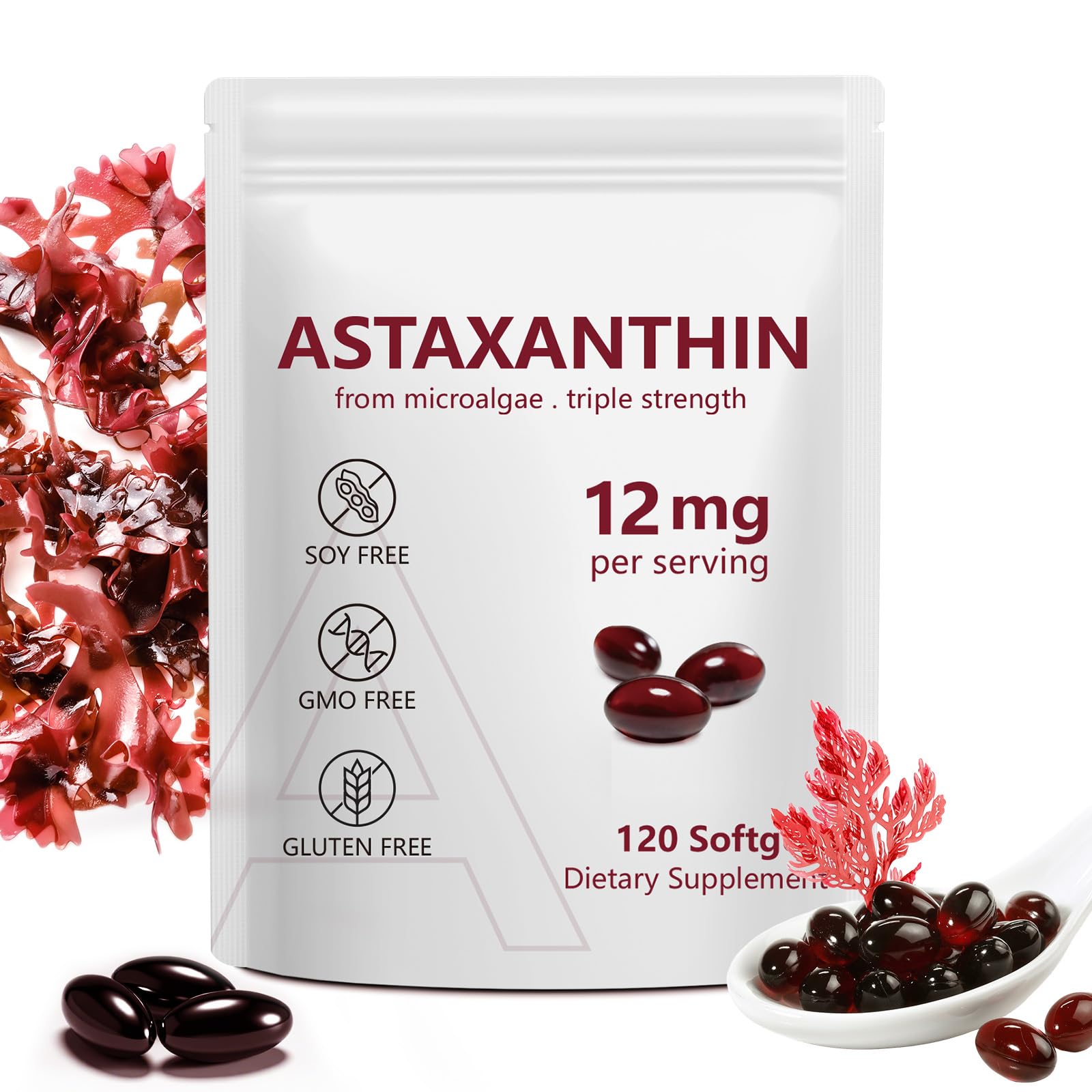 Ruduwu Astaxanthin 12mg Softgels, 120 Softgels