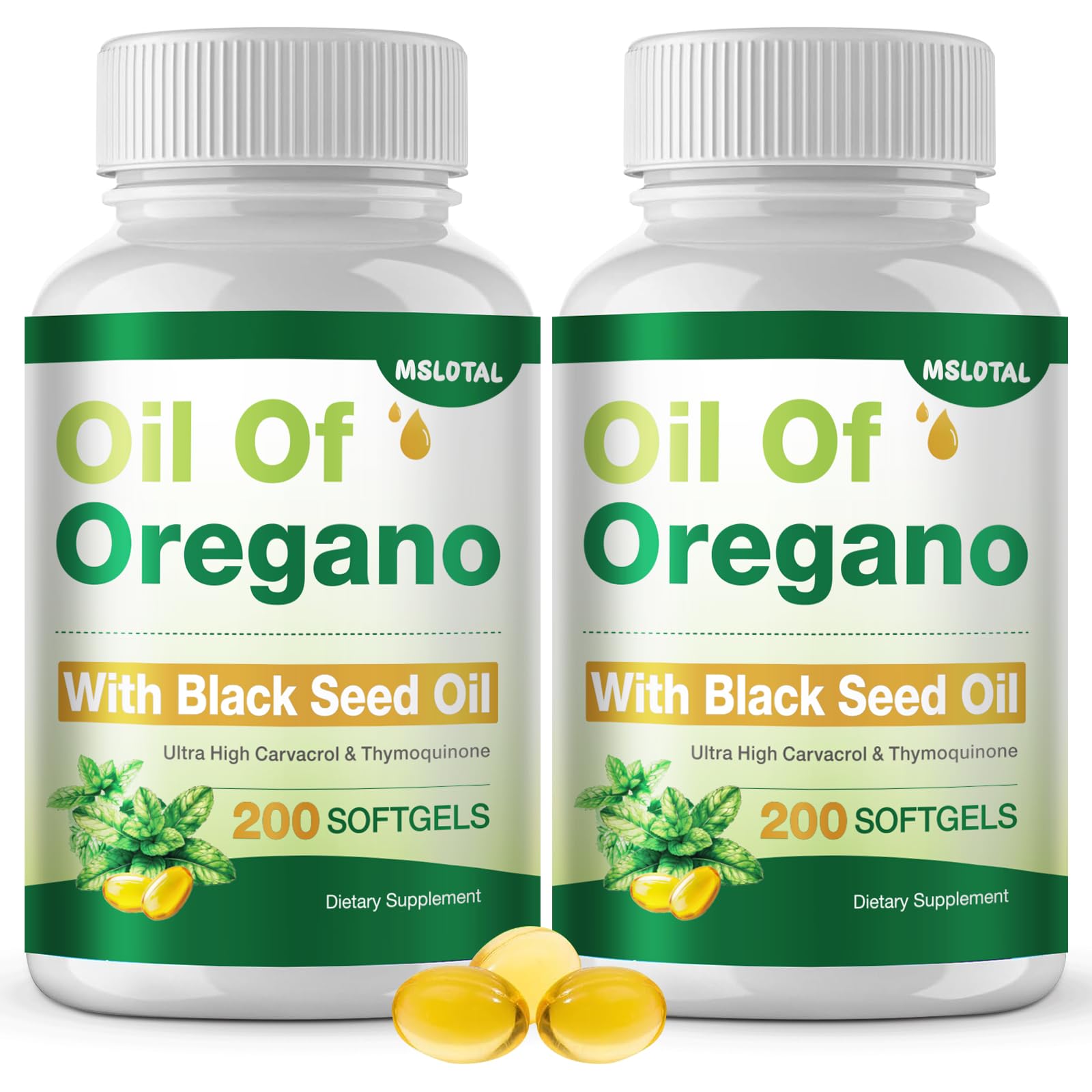 MSLOTAL Oil of Oregano with Black Seed Oil Softgels 400 Count