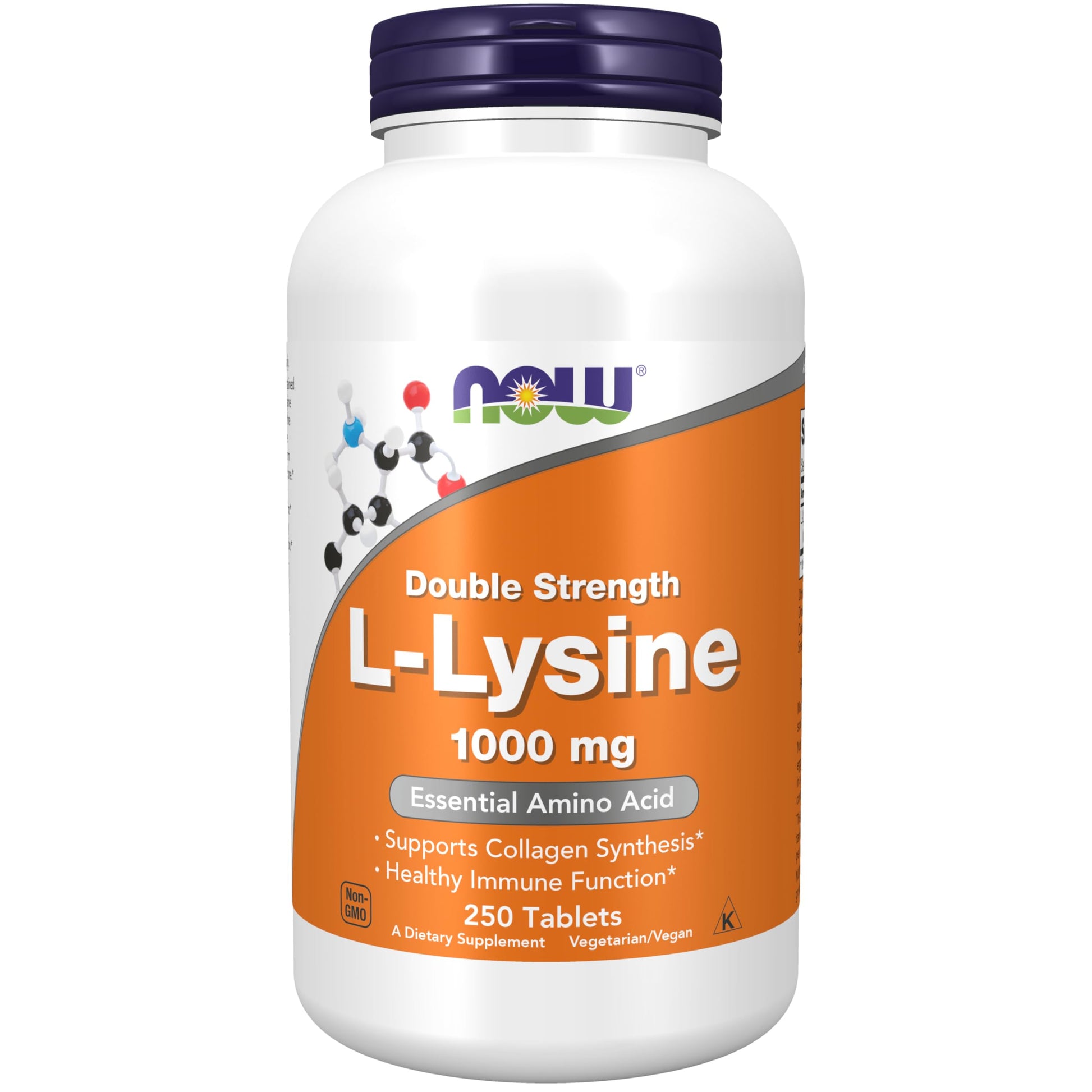NOW Foods L-Lysine (L-Lysine Hydrochloride) 1,000 mg, Double Strength Amino Acid, 250 Tablets