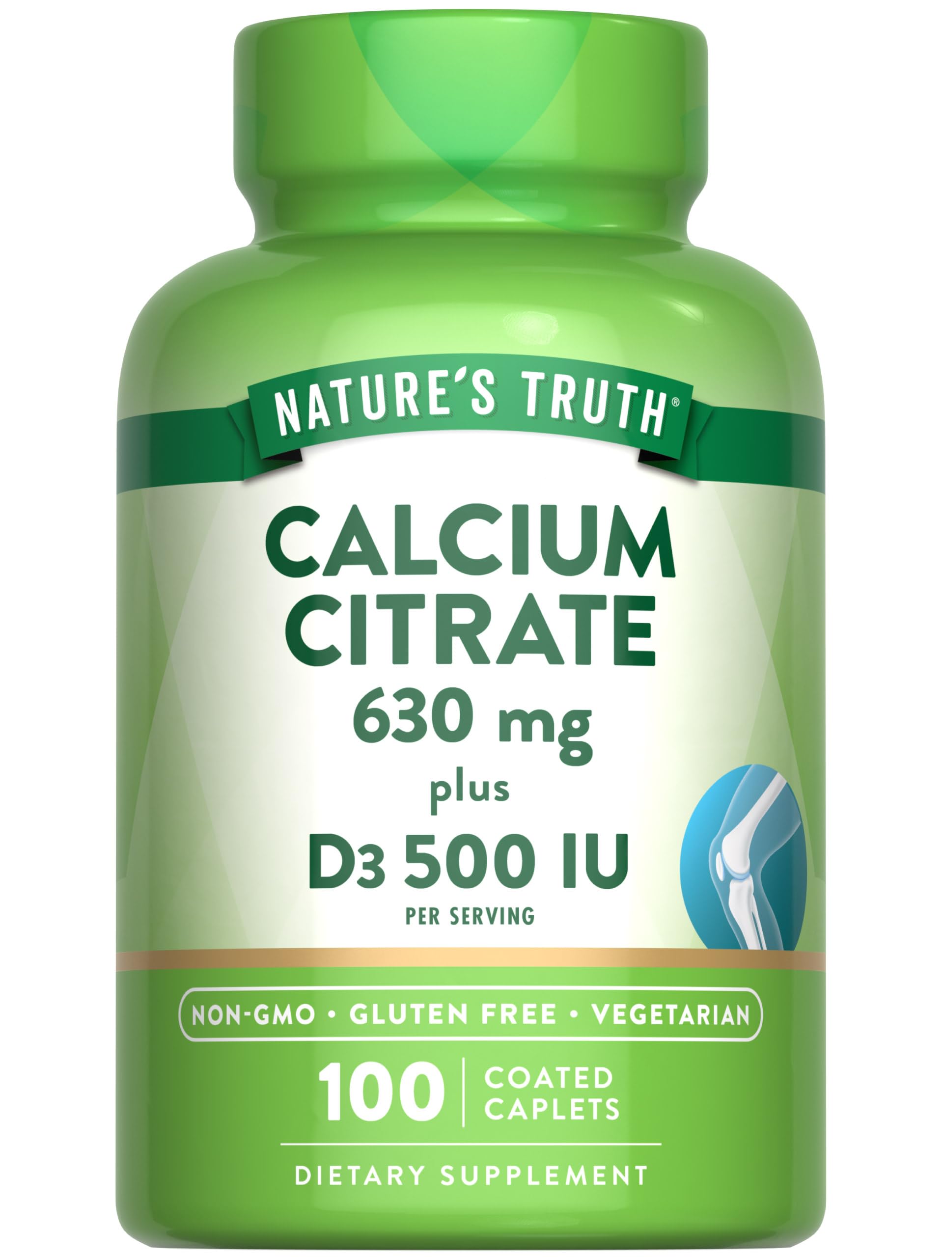 Nature's Truth Calcium Citrate with Vitamin D3 Caplets, 100 Caplets
