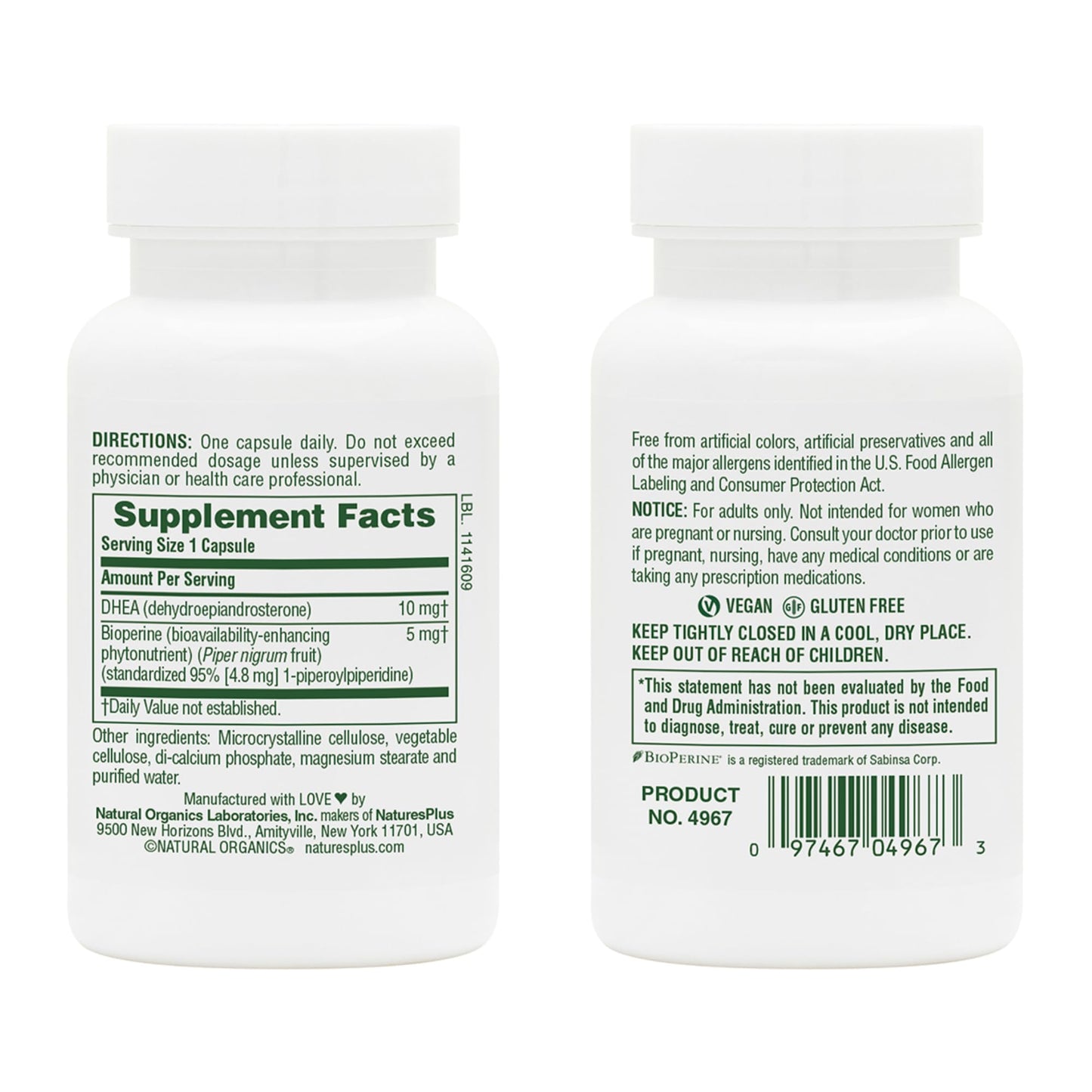NaturesPlus DHEA-10 Capsules, 90 Count
