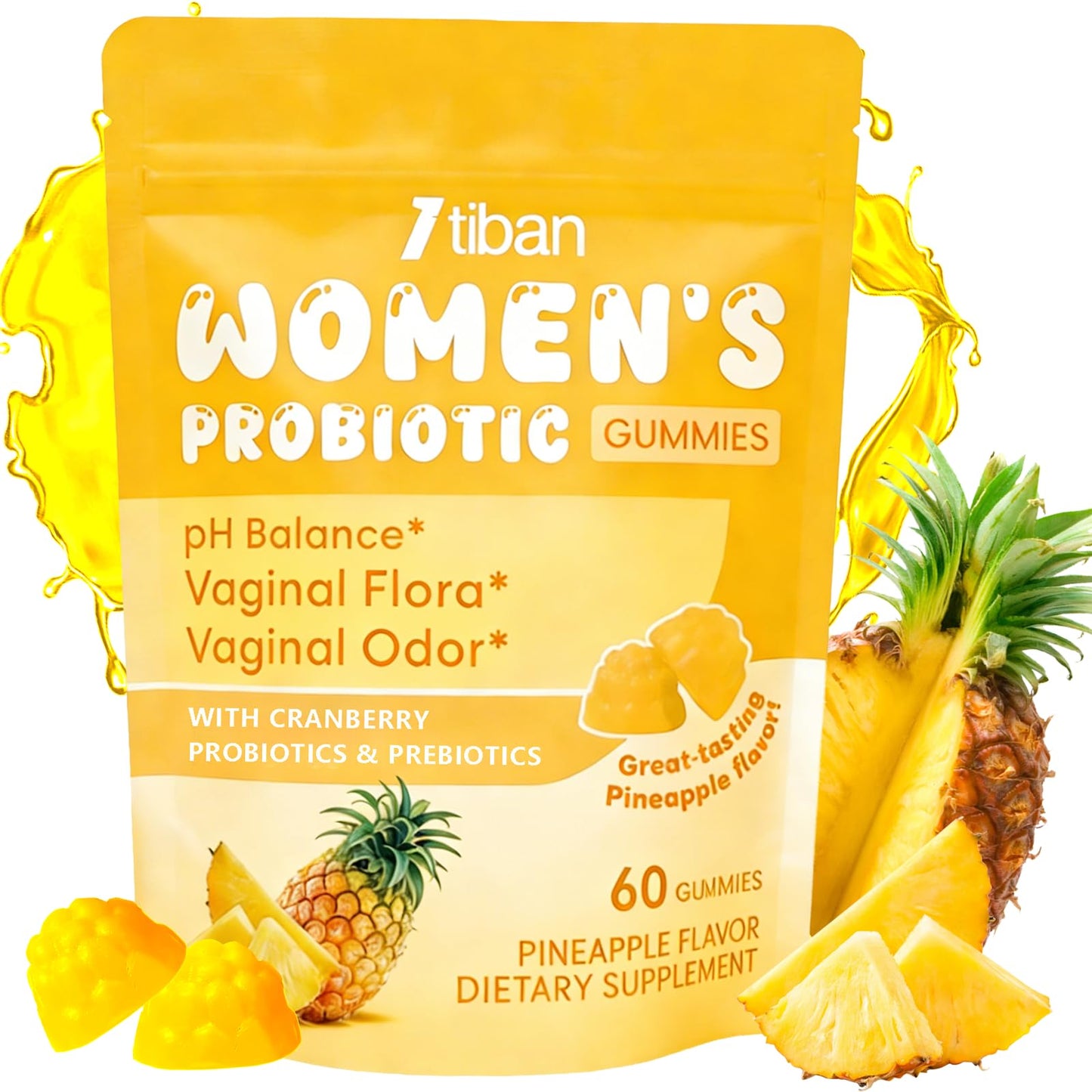 Itiban Vaginal Probiotics for Women, Premium Feminine pH Balance, Odor & Yeast Balance + Vitamin C for Immune Support, 60 Gummies