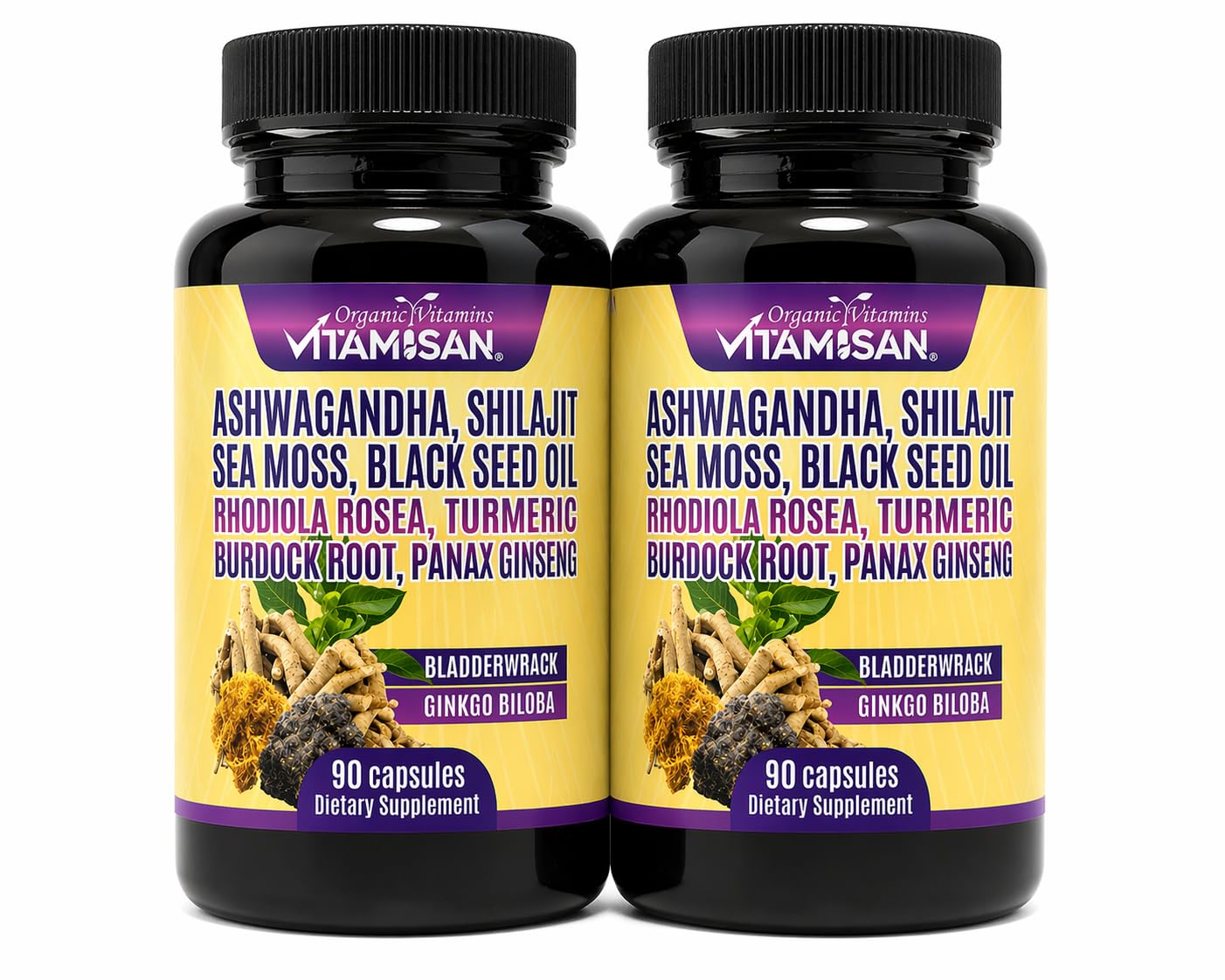 VITAMISAN Shilajit, Sea Moss Complex Herbal Dietary Supplement Capsules, 180 Capsules