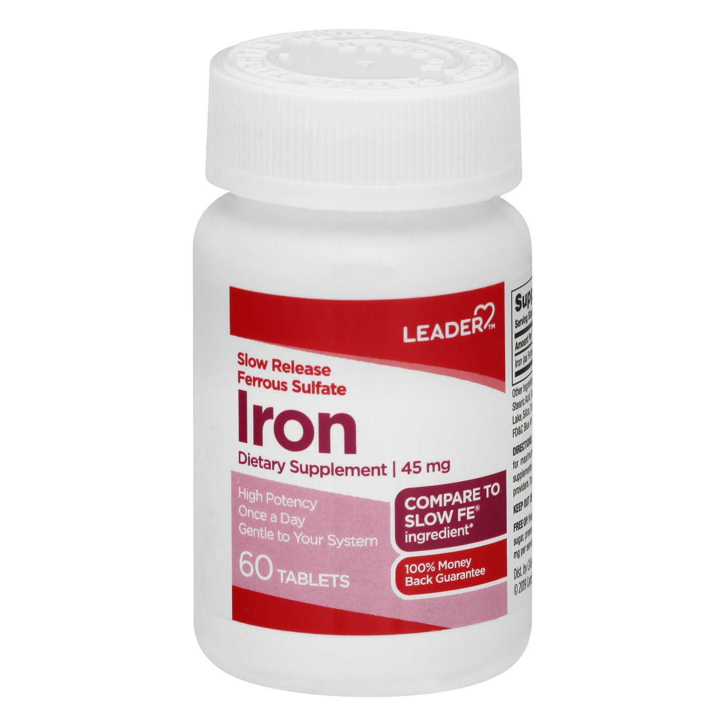 Leader Slow Release Iron 45 mg Tablets, 60 Count