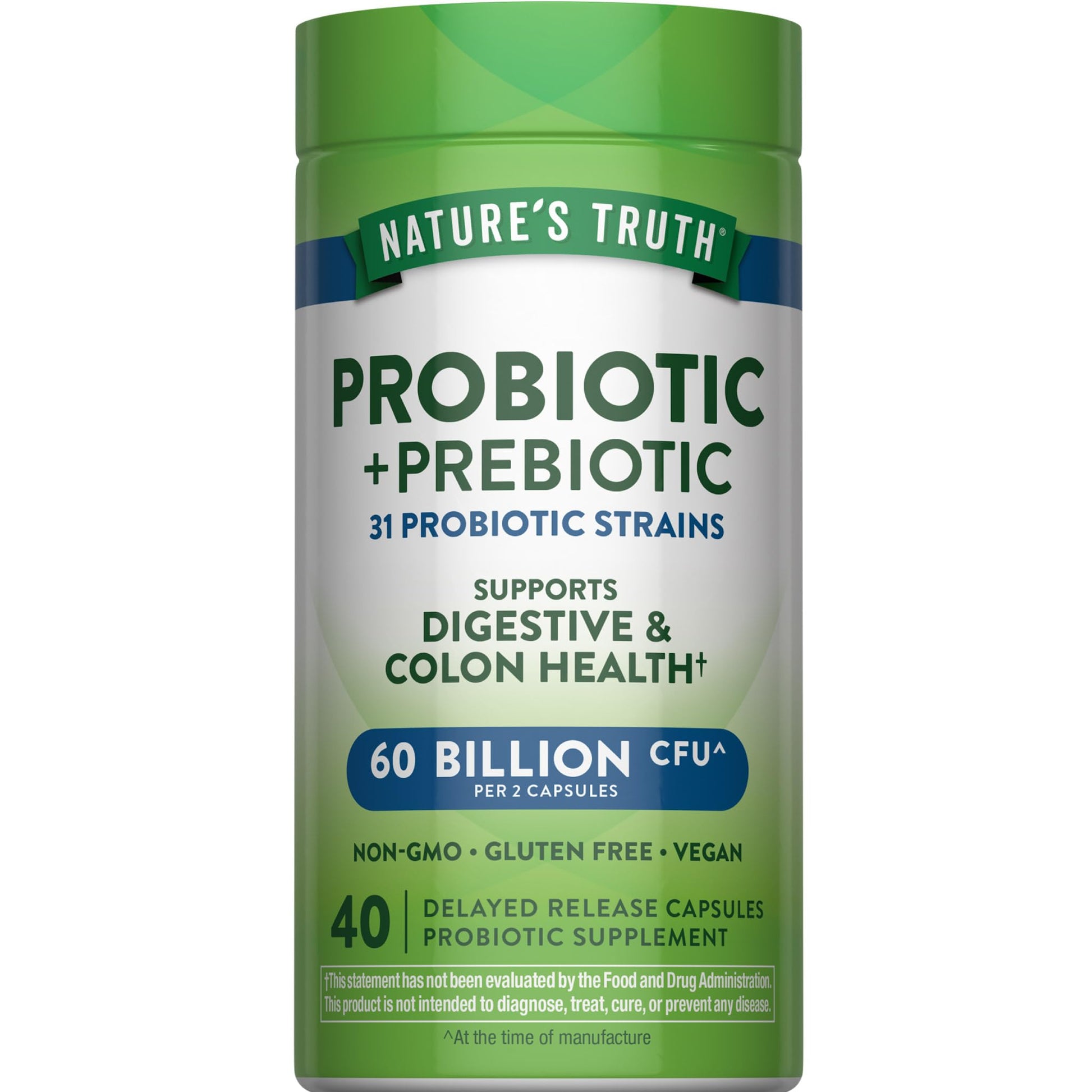Nature's Truth Probiotic & Prebiotic Capsule 60 Billion CFU, 40 Capsules