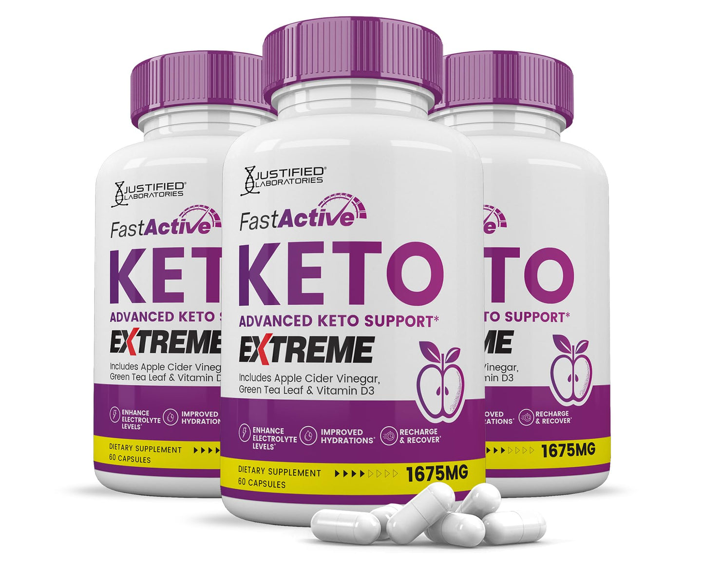 Justified Laboratories Fast Active Keto ACV Extreme 1675MG Keto Support Blend, 180 Capsules
