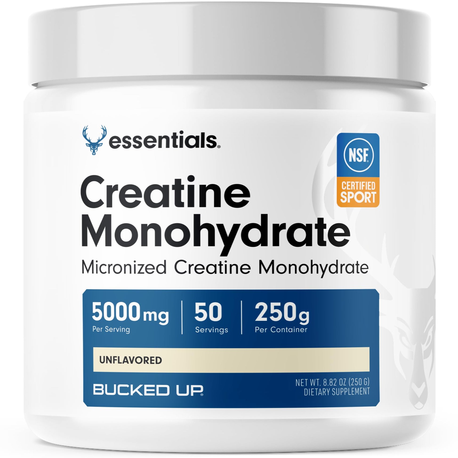 Bucked Up Pure Micronized Creatine Monohydrate for Women and Men - Powder, 50 Servings