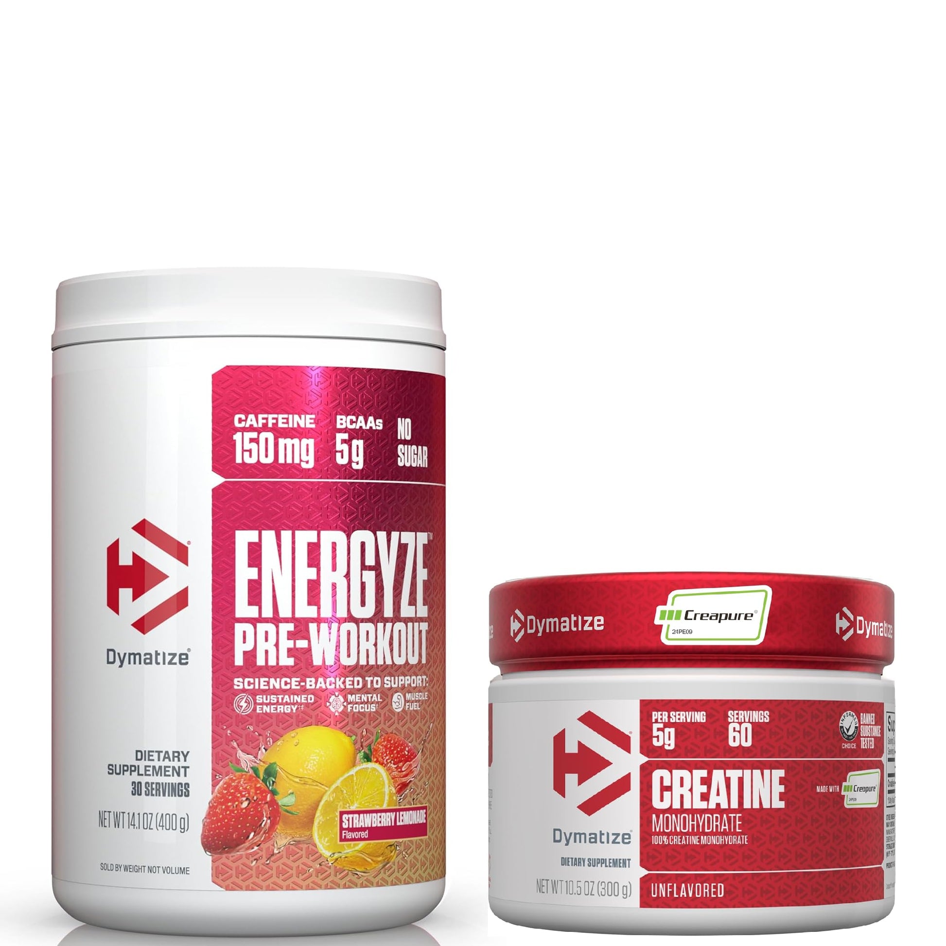 Dymatize Energyze Pre Workout Powder & Creatine Monohydrate Bundle, Powder, 24.6