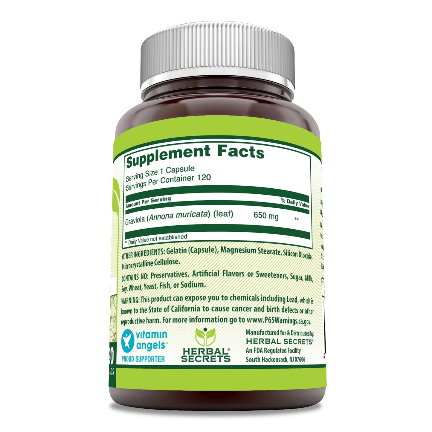 Herbal Secrets Graviola 650 Mg Capsules 120 Count