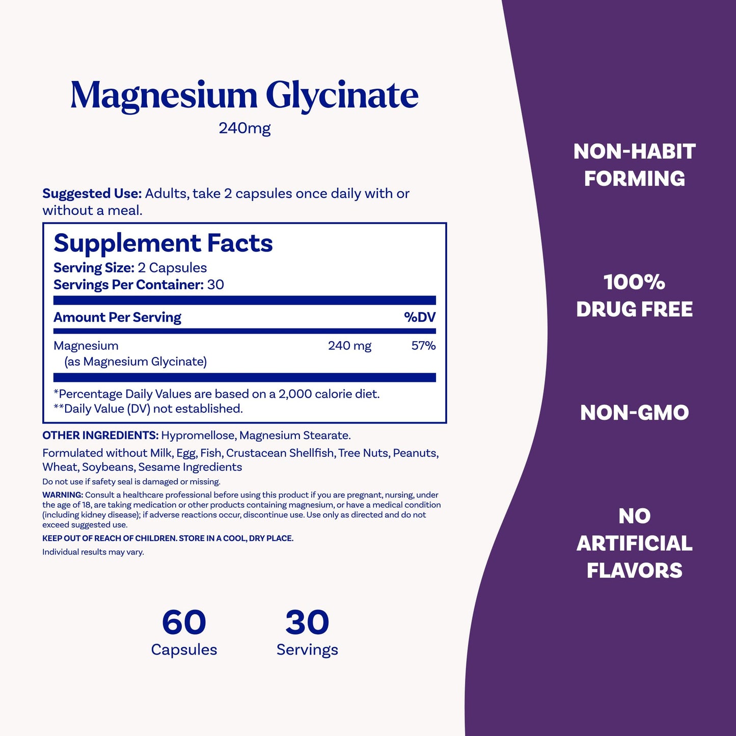 Natrol High Absorption Magnesium Glycinate 240 mg Capsules, 60 Count