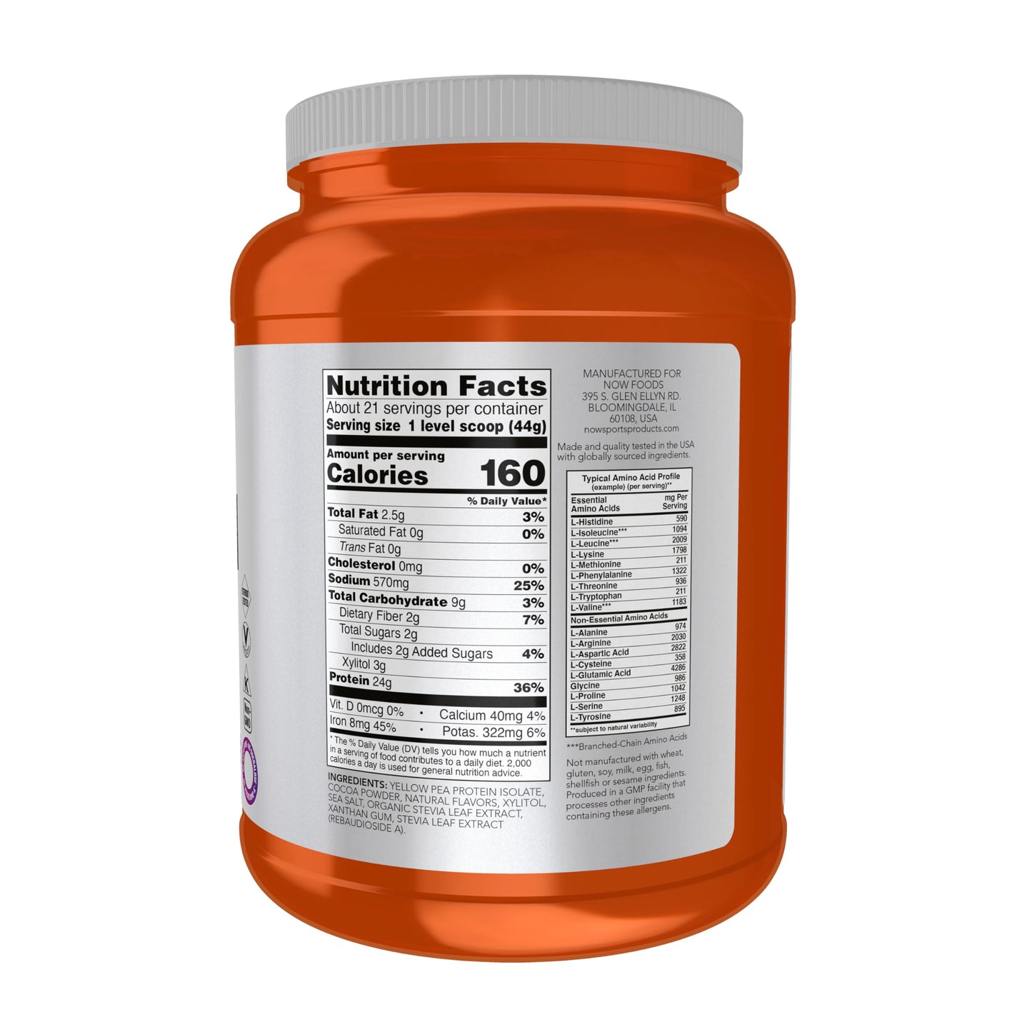 NOW Foods Pea Protein Powder, Creamy Chocolate, 32 Servings