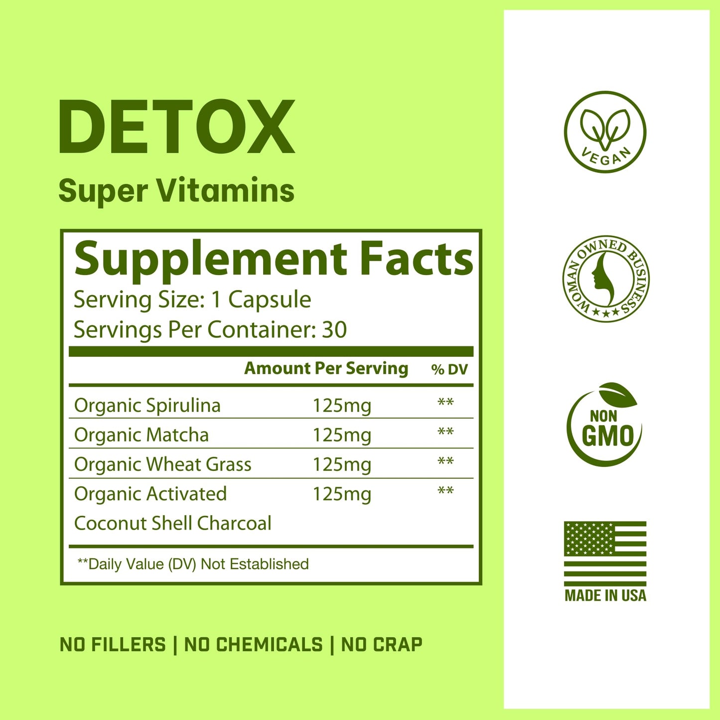 No Crap In It Detox Vitamins Capsule 30 Count