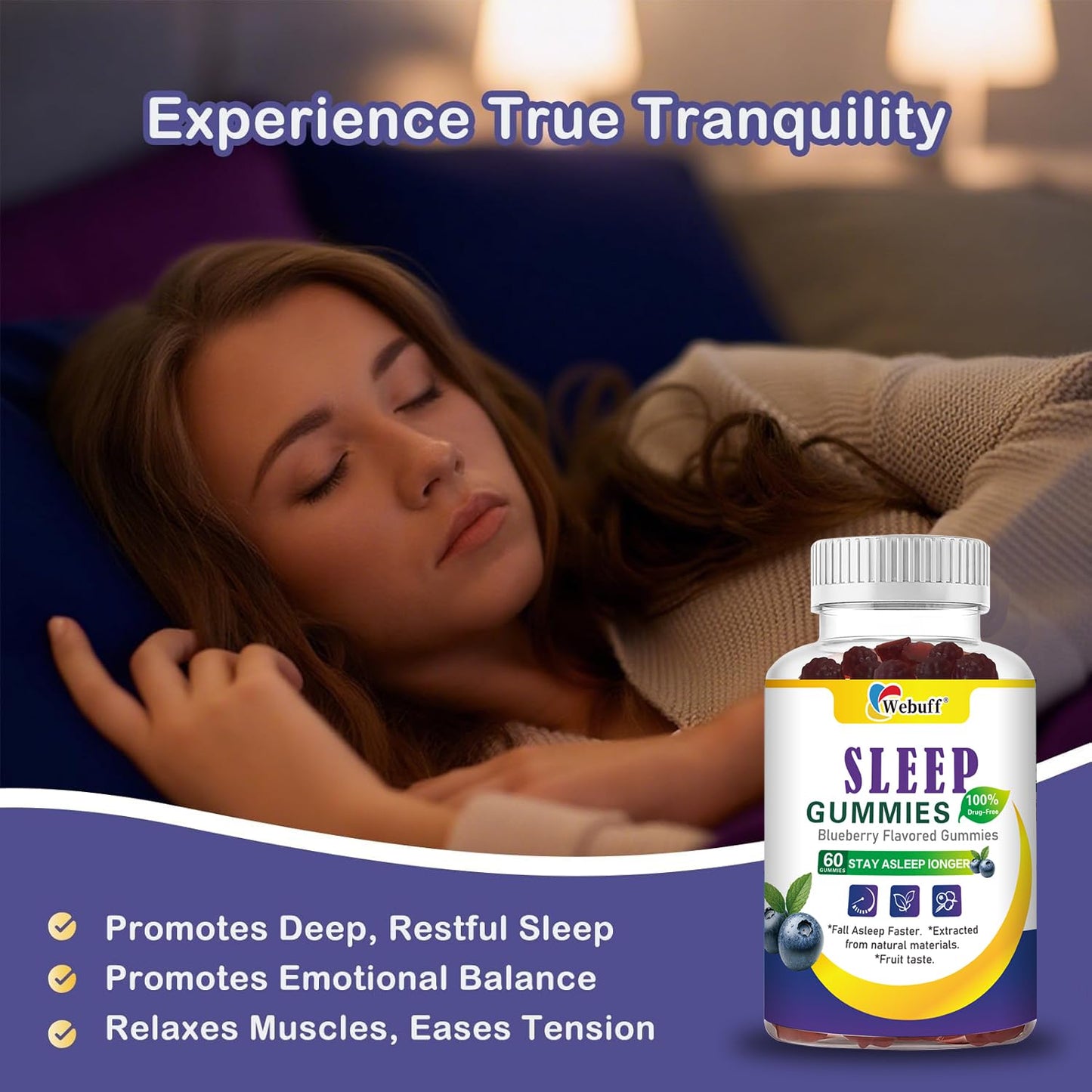 Webuff Sleep Gummies with 5mg Melatonin for Adults, 60 Gummies