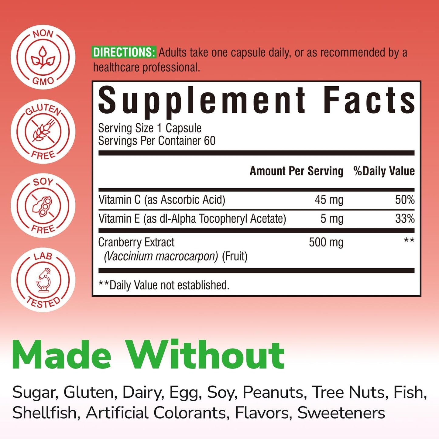 Vitalibre Cranberry Capsules, 60 Capsules