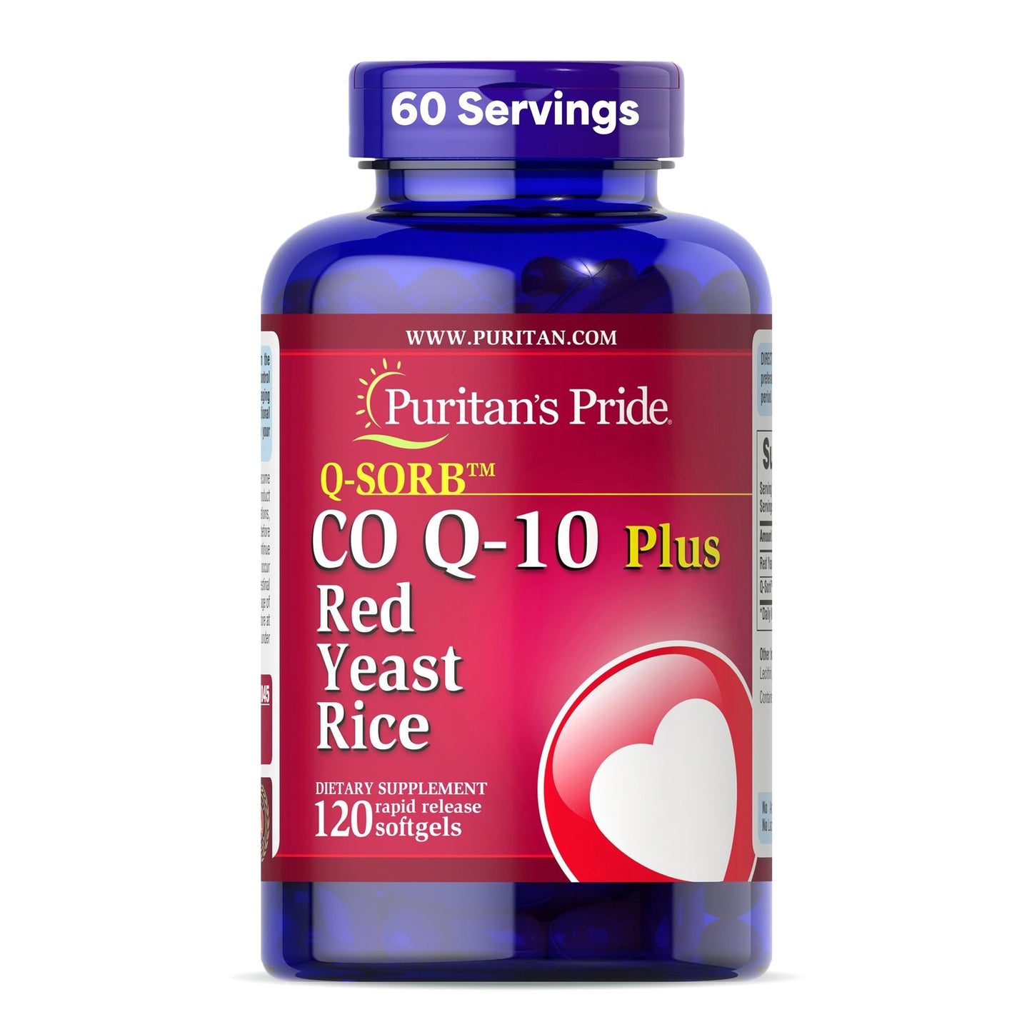 Puritan's Pride Q-Sorb CoQ10 Dietary Supplement with Red Yeast Rice Softgels, 120 Softgels