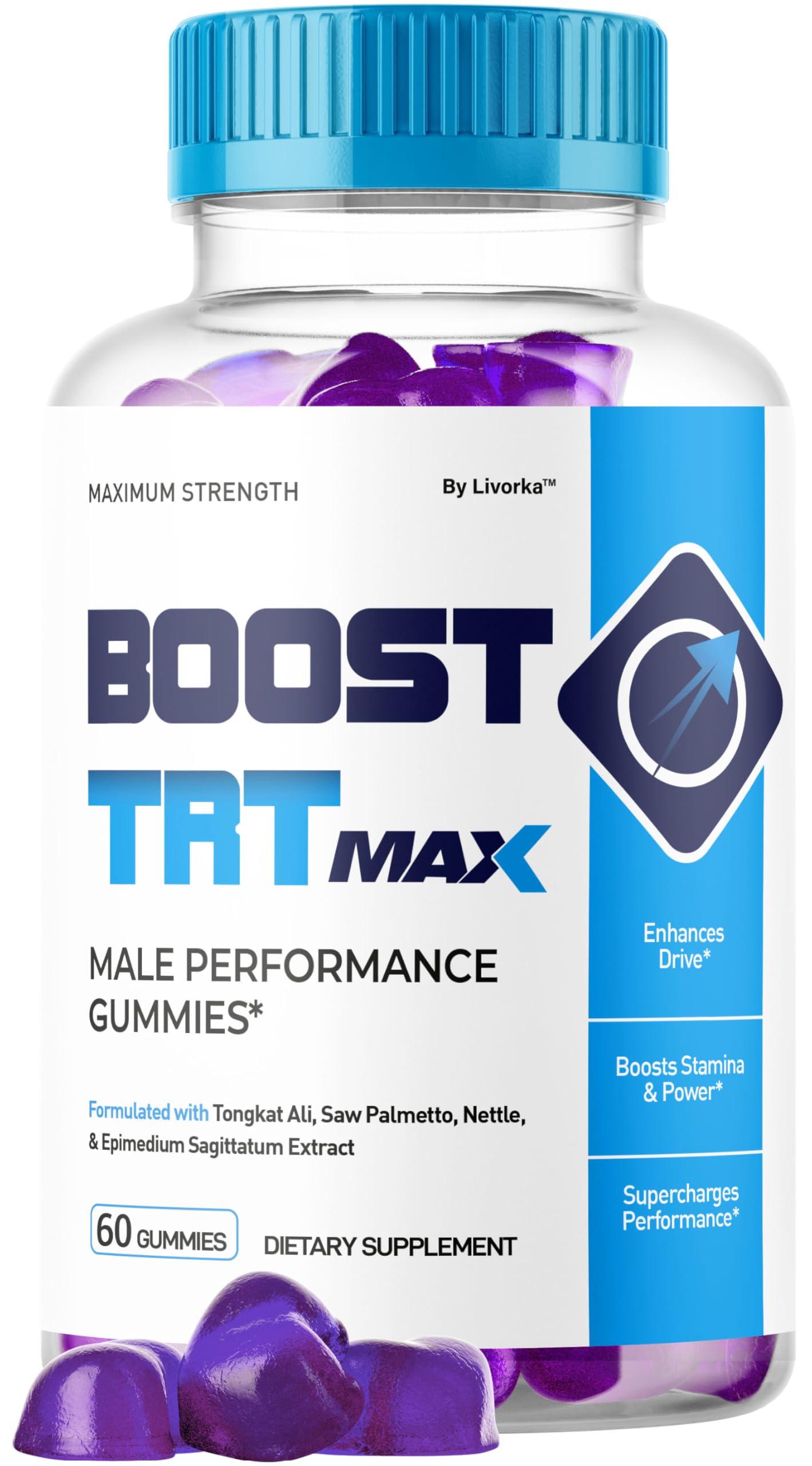 LIVORKA Boost TRT Max Gummies for Men, Advanced Natural Formula, 60 Gummies