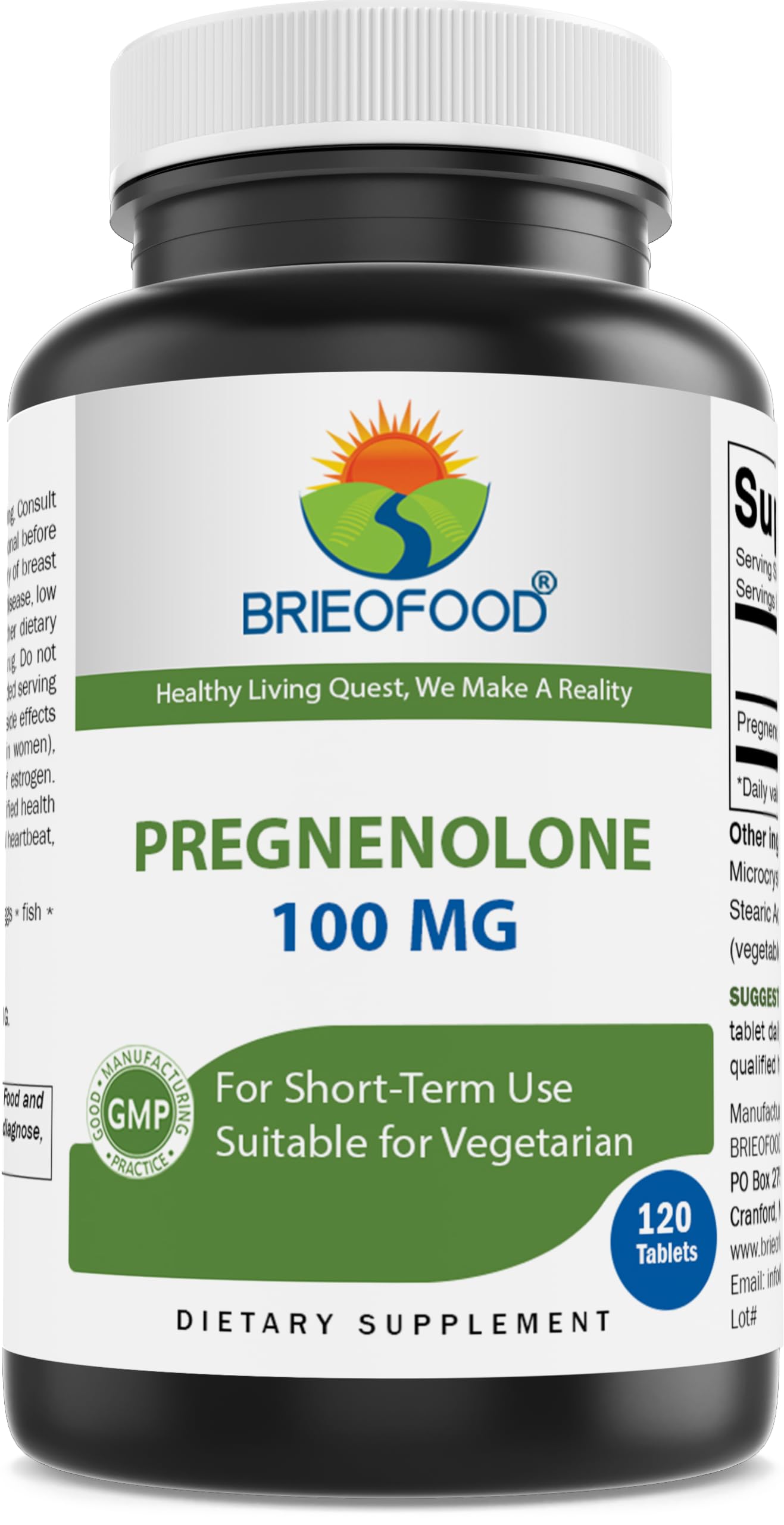 Brieofood Pregnenolone 100 mg Tablet, 120 Tablets