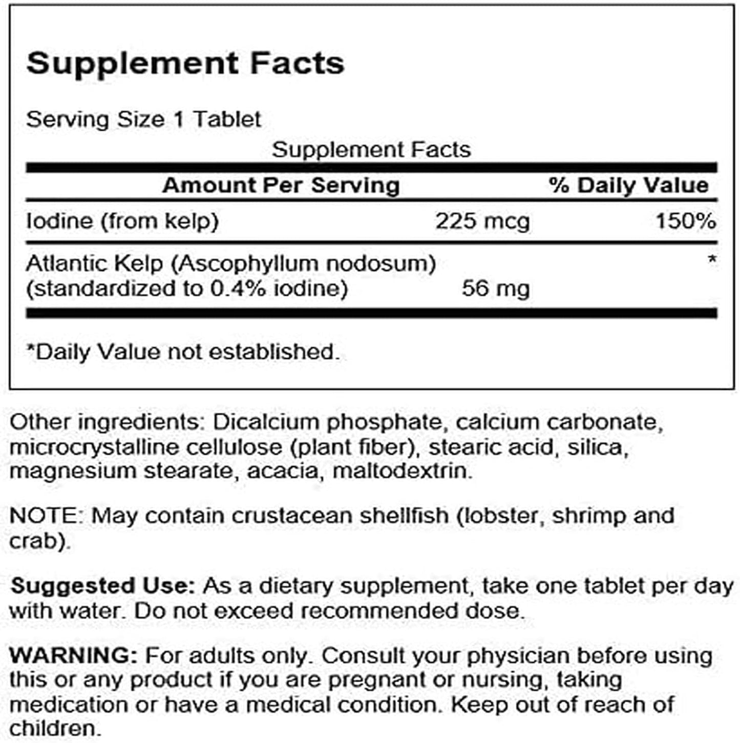 Swanson Premium Brand Kelp Tablets 250 Count