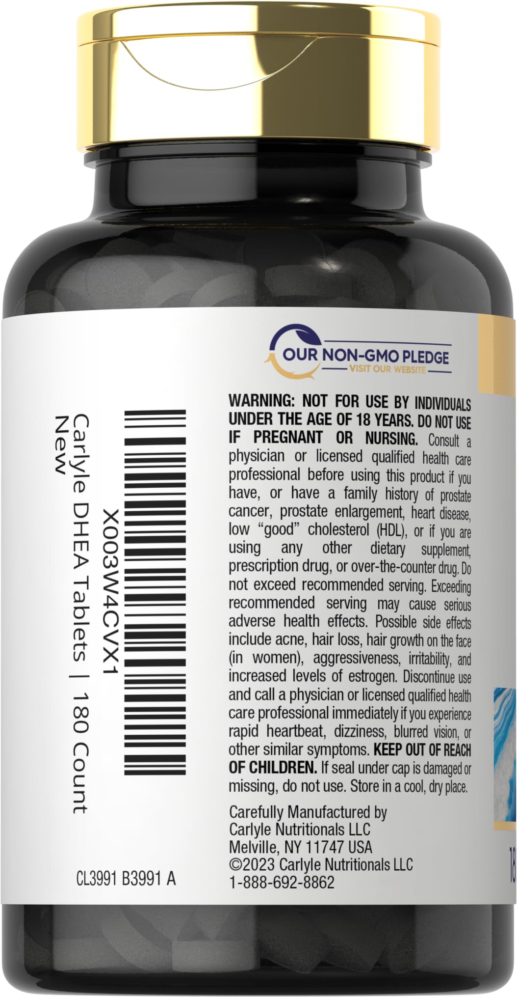 Carlyle DHEA Supplement for Women and Men 25mg Tablet, 180 Tablets
