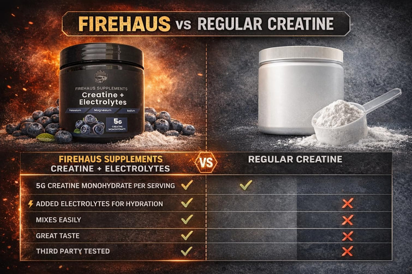 FireHaus Supplements Creatine + Electrolytes Powder 13.58 oz