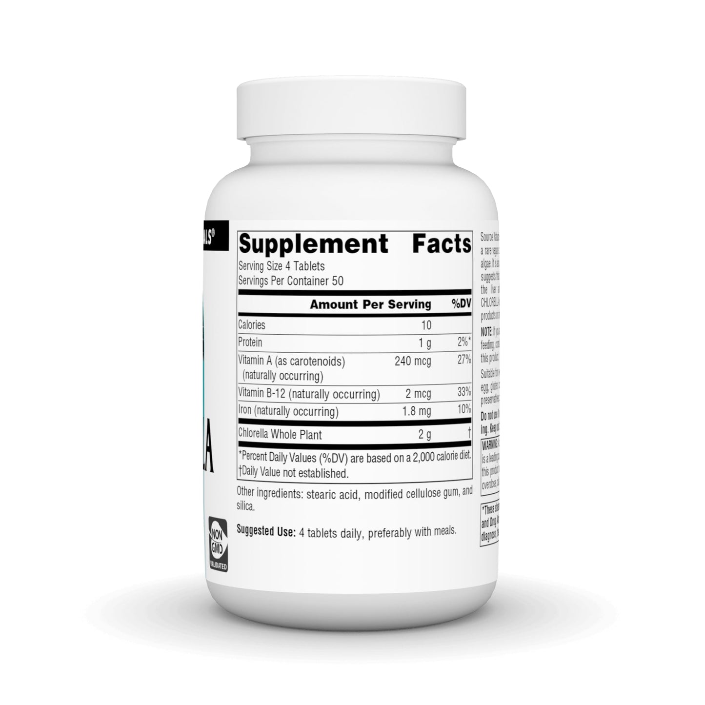 Source Naturals Chlorella 500 mg Green Superfood Plant-Based B12 200 Tablets
