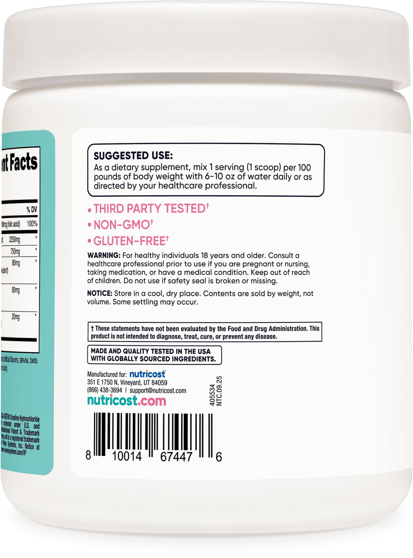 Nutricost Creatine Monohydrate Powder 9.2 Ounces