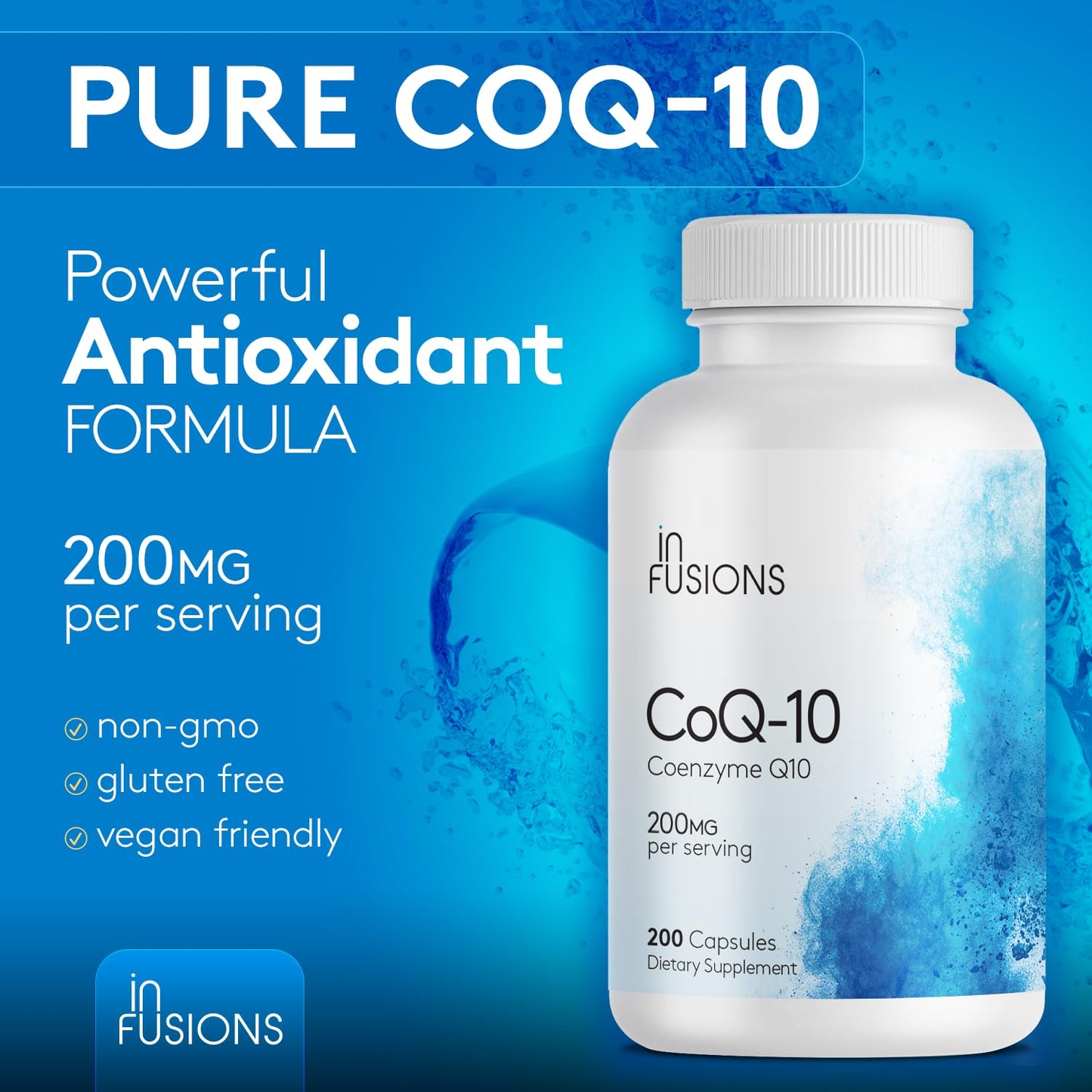 Infusions International Pure CoQ10 200mg Capsules, 200 Count