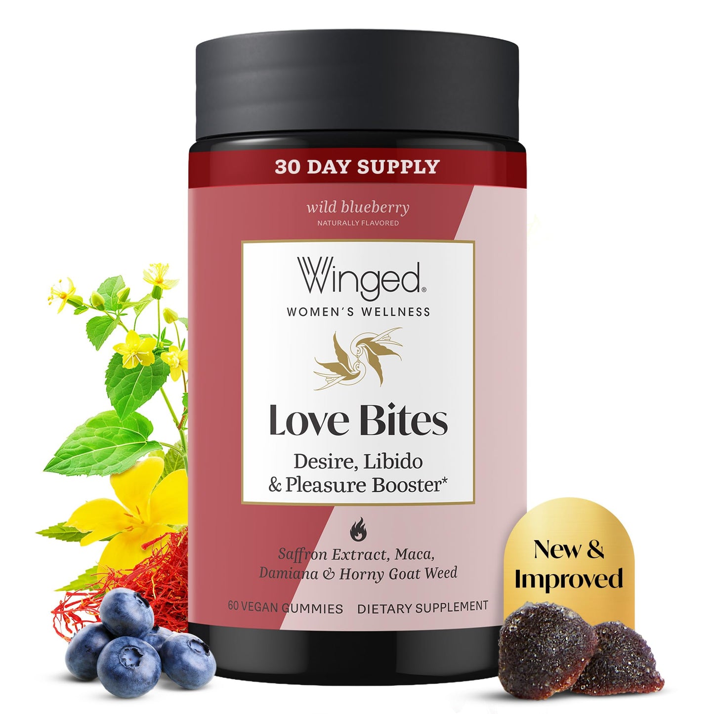 Winged Wellness Love Bites Libido Support for Women 60 Gummies