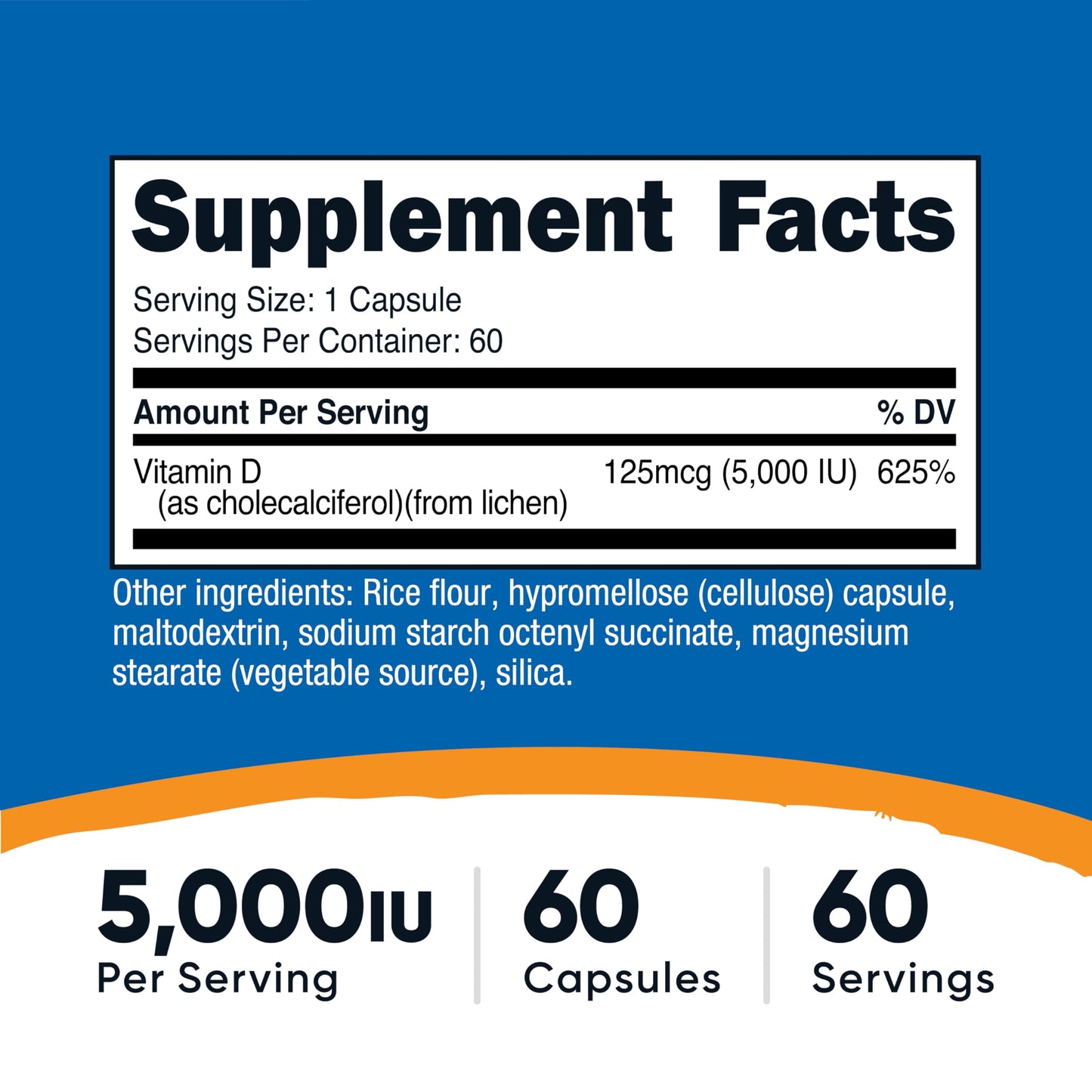 Nutricost Vegan Vitamin D3 (5,000 IU) Capsules 60
