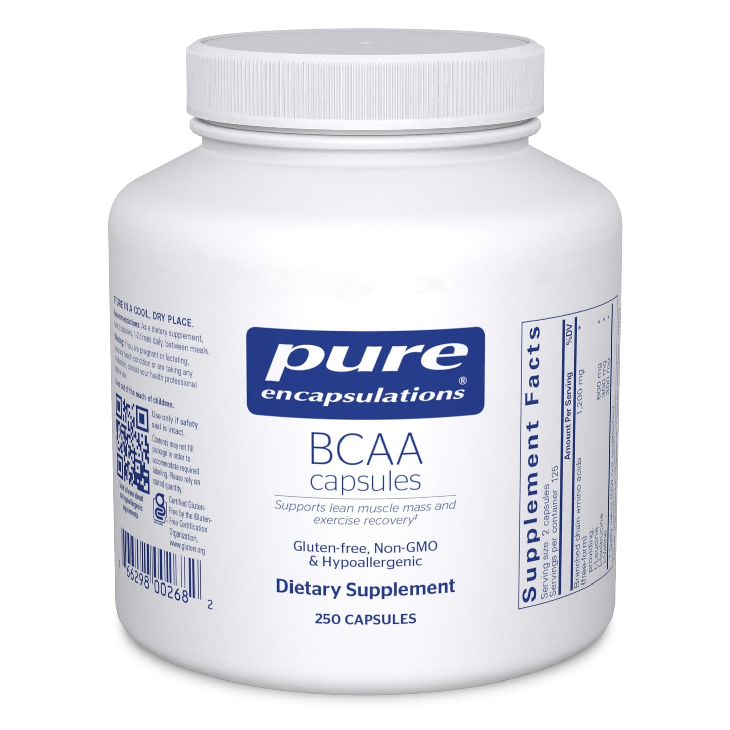 Pure Encapsulations BCAA Capsules, 250 Count