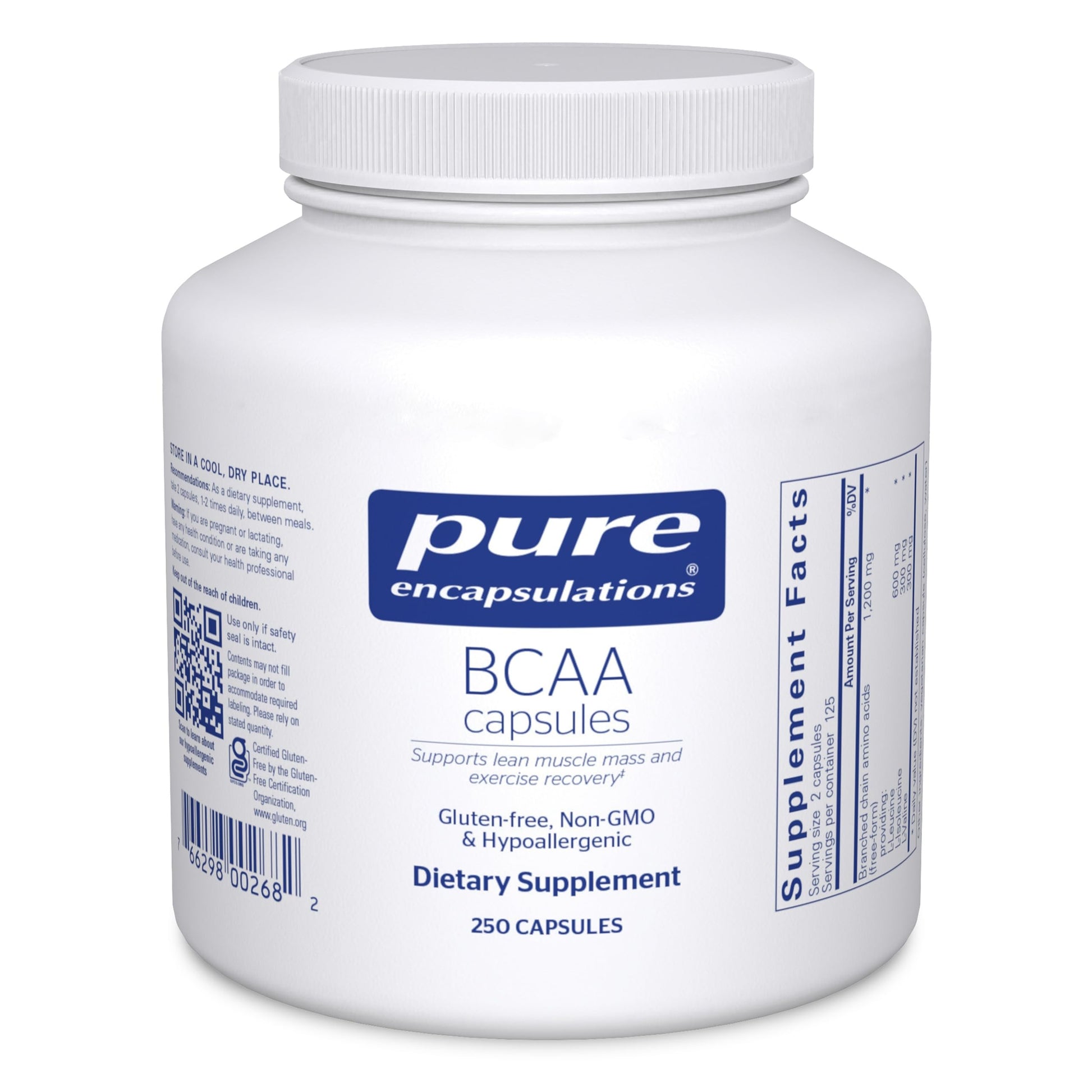 Pure Encapsulations BCAA Capsules, 250 Count