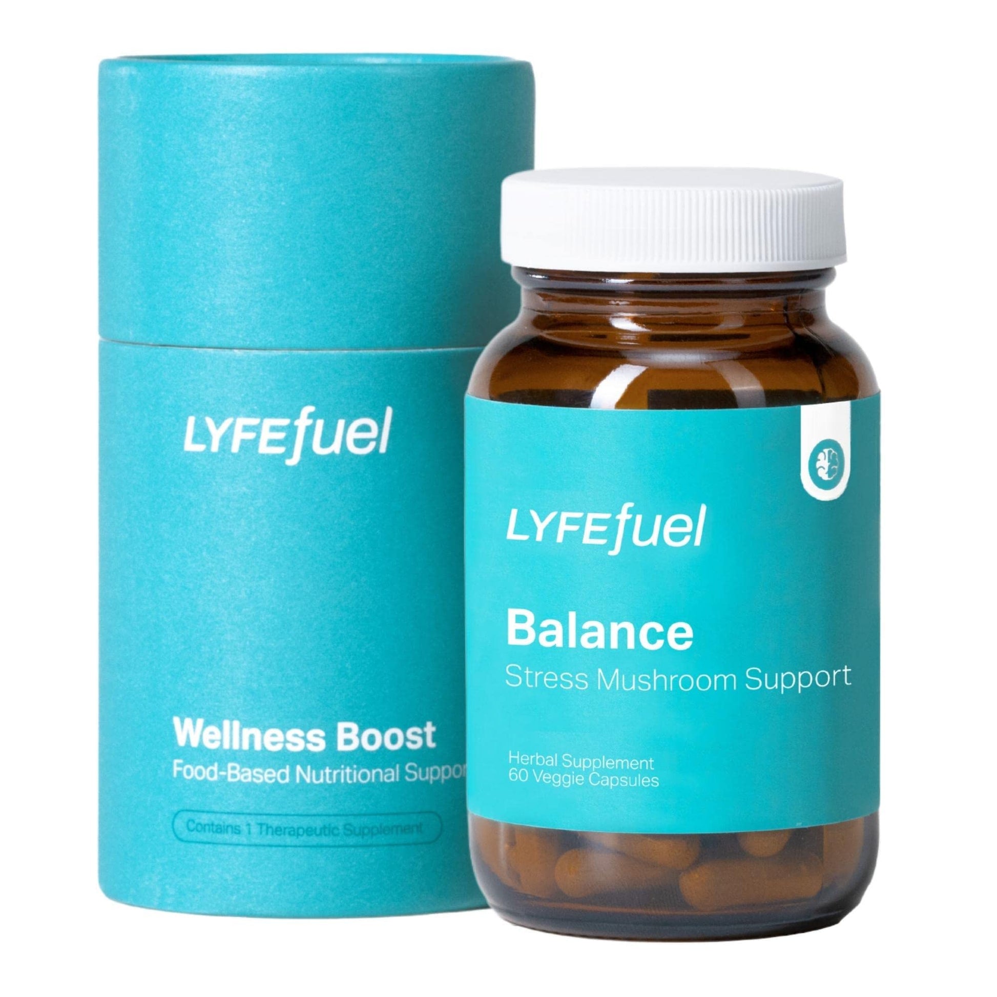 LyfeFuel Adaptogen Blend for Stress Relief - Whole Food Mushroom Supplement & Organic Herb Complex to Manage Cortisol, Lion’s Mane, Turkey Tail, Reishi, Ashwagandha, 60 Vegan Capsules