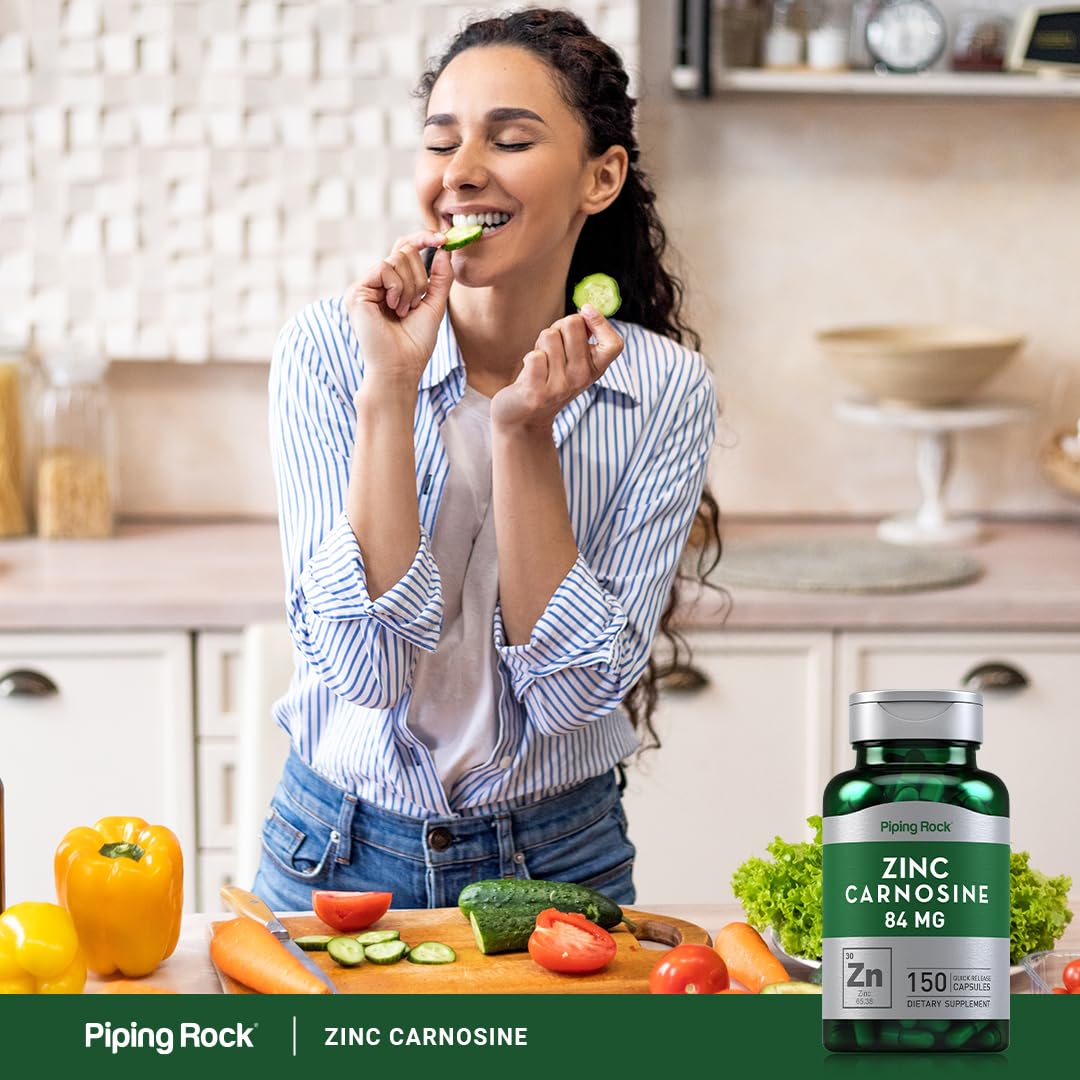 Piping Rock Zinc Carnosine Supplement 84mg Capsule, 150 Capsules