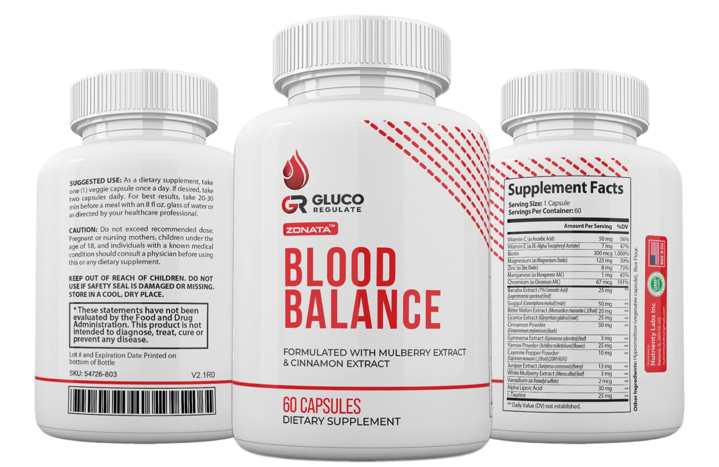 Zonata Gluco Regulate Blood Balance Capsules, 120 Capsules