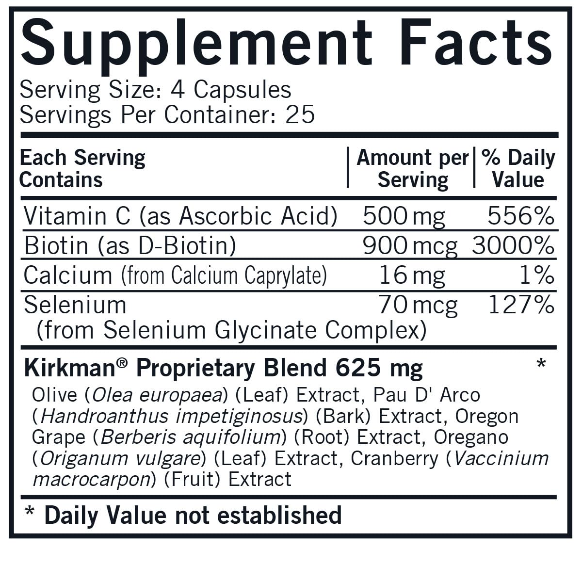 Kirkman Yeast-Aid Advanced Formula - Hypoallergenic Capsules 100