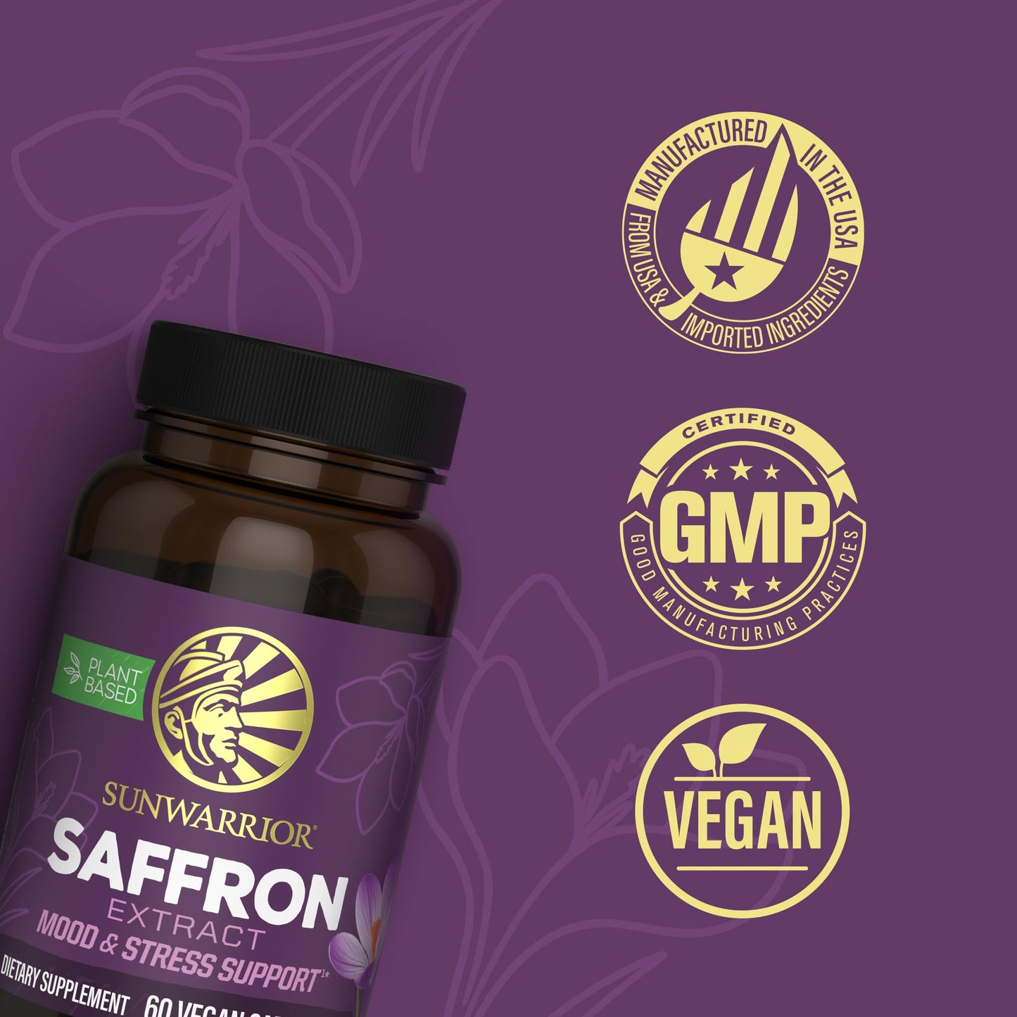 Sunwarrior Saffron Extract Supplements Capsules 60 Count