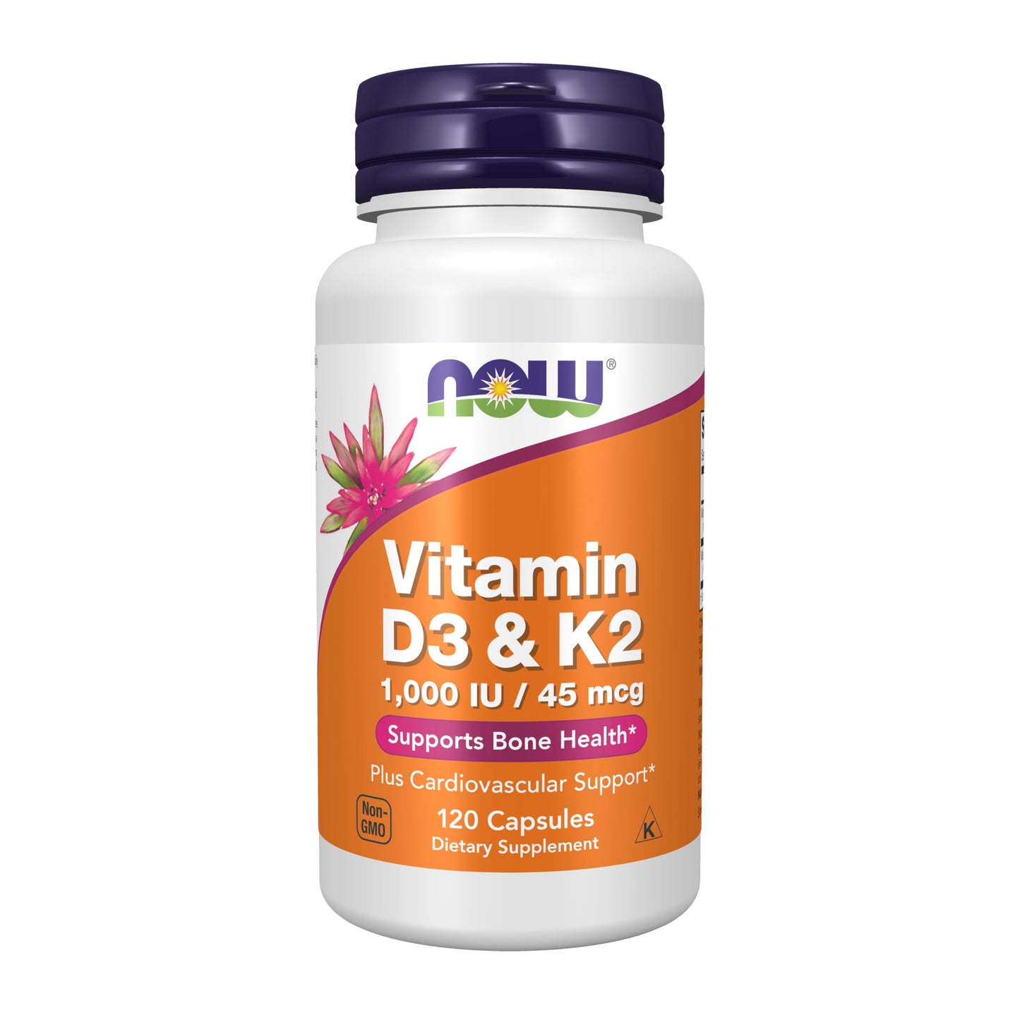 NOW Foods Vitamin D-3 & K-2, 1,000 IU/45 mcg, 120 Veg Capsules