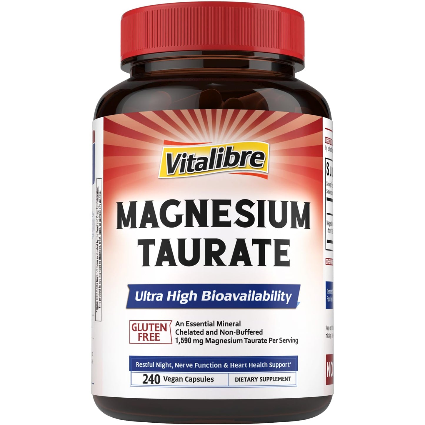 Vitalibre Magnesium Taurate 1600mg Capsule, 240 Capsules