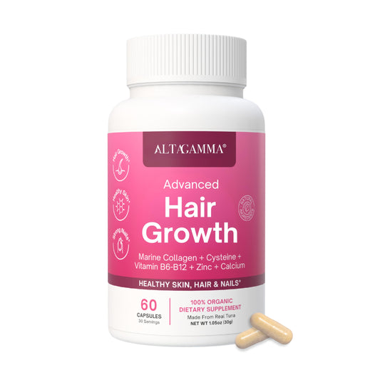 ALTAGAMMA Hair Growth Supplements with Marine Collagen Peptides, 60 Capsules