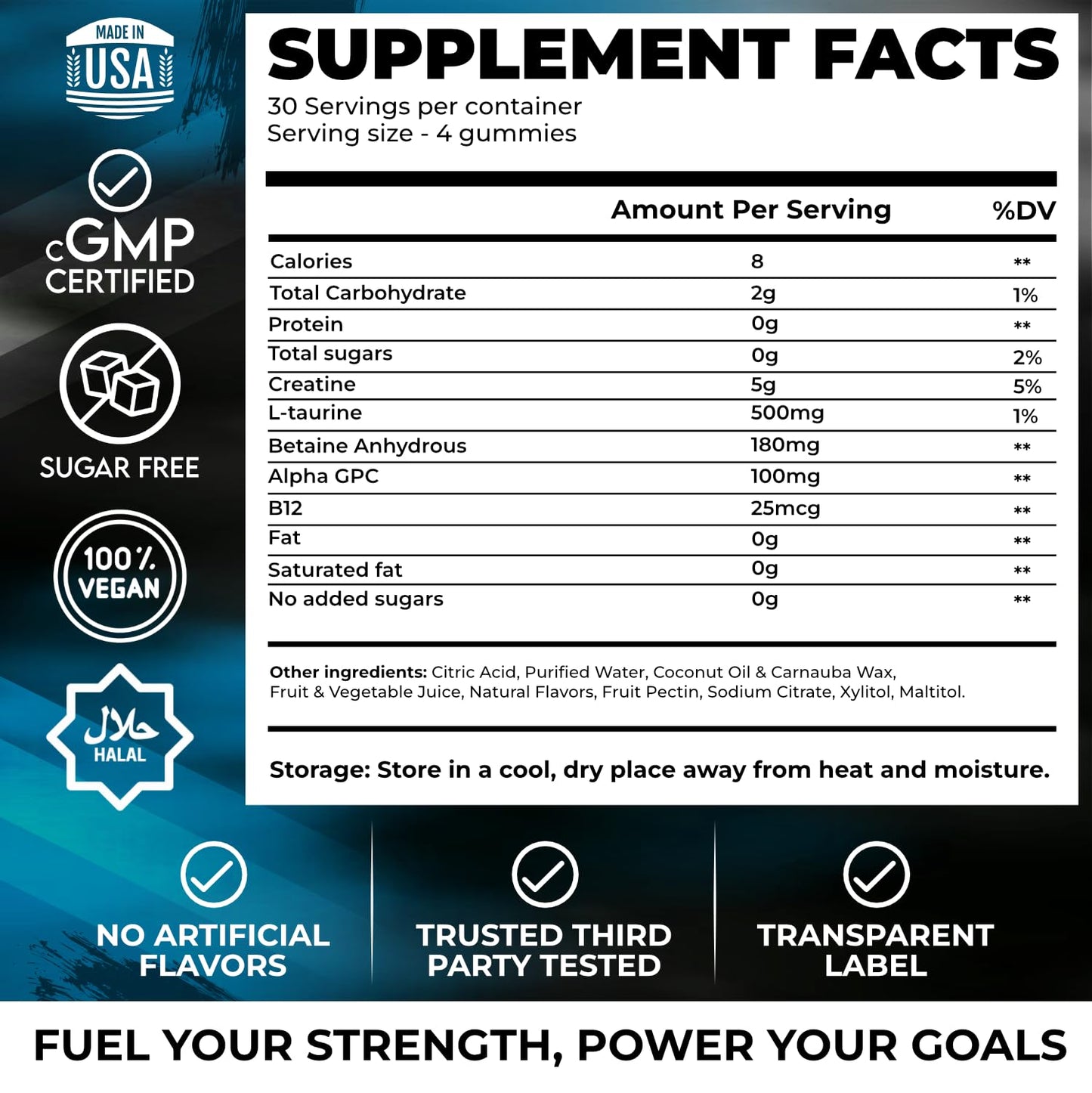 Novure Creatine Monohydrate Gummies 5000mg, 120 Gummies