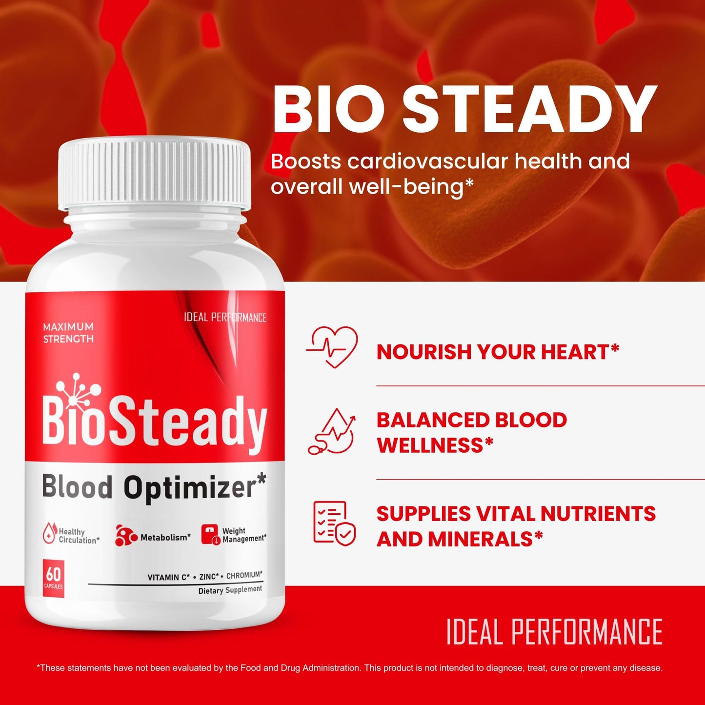 IDEAL PERFORMANCE Biosteady Blood Optimizer Capsules 60 Capsules