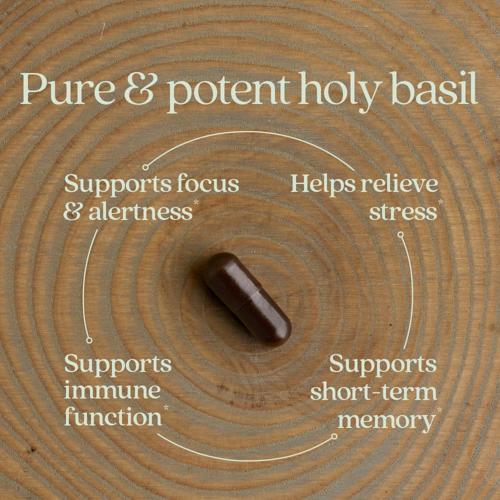 New Chapter Stress Relief Supplement Holy Basil Force with Supercritical Holy Basil for Stress Support + Immune Support + Non-GMO Ingredients, Vegetarian Capsules, 120 Count