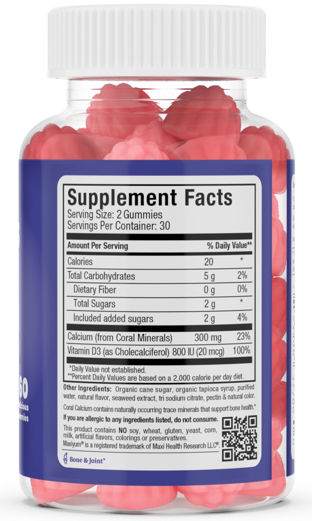 Maxi Health Calcium + D3 Gummy, 60 Count