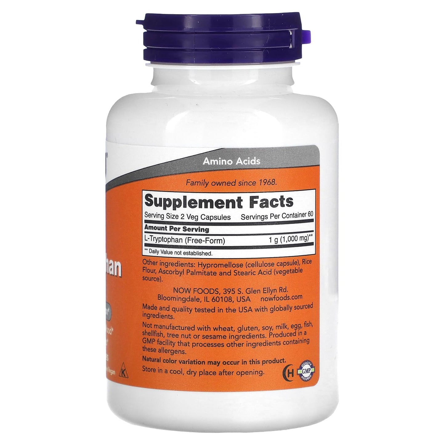 NOW Foods L-Tryptophan 500 mg Capsule, 120 Count
