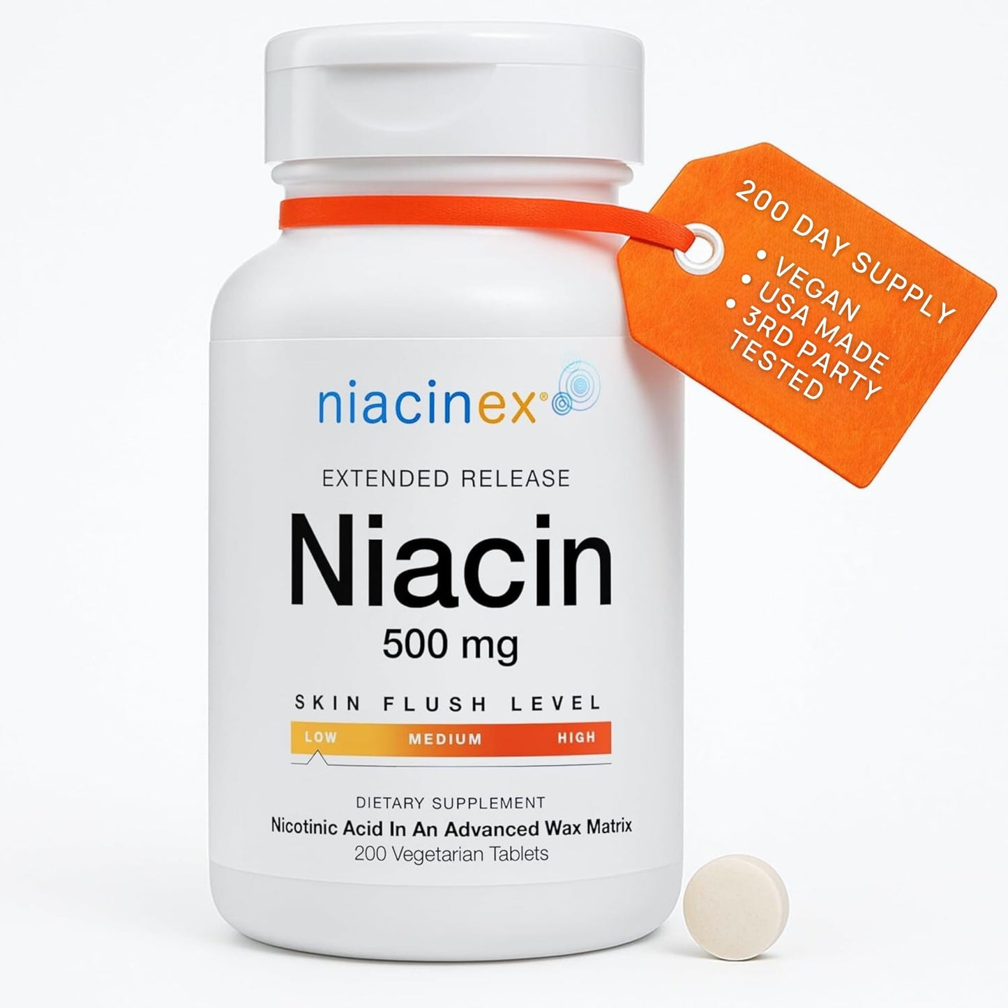 Niacinex Niacin 500mg Extended Time Release Tablet, 200 Tablets