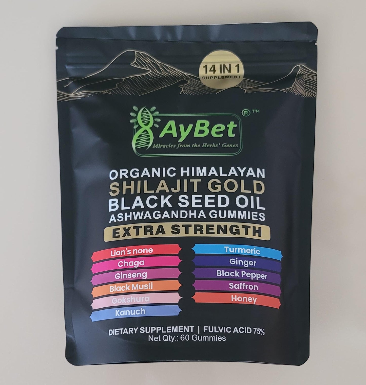 AyBet Organic Himalayan Shilajit Gold Gummies, 60 Count