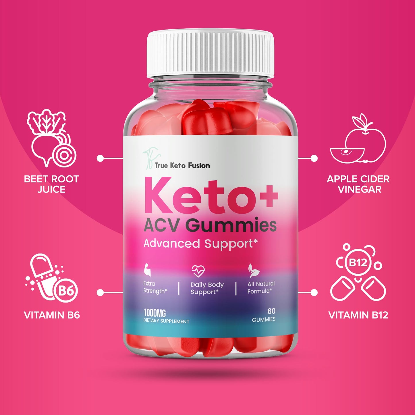 Lofero True Keto Fusion Gummies Apple Cider Vinegar Advanced Formula Gummy 300 ct